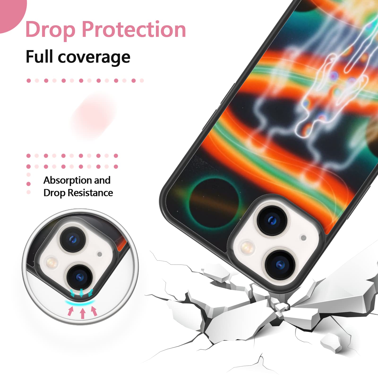 Psychedelic Trippy Aesthetic Art Phone Case for iPhone 14 13 12 11 Mini Pro Max | Shockproof Hard PC + Soft TPU Protective Cover | Iridescent Design for Men Women | Perfect for Music Festivals & Rave Parties