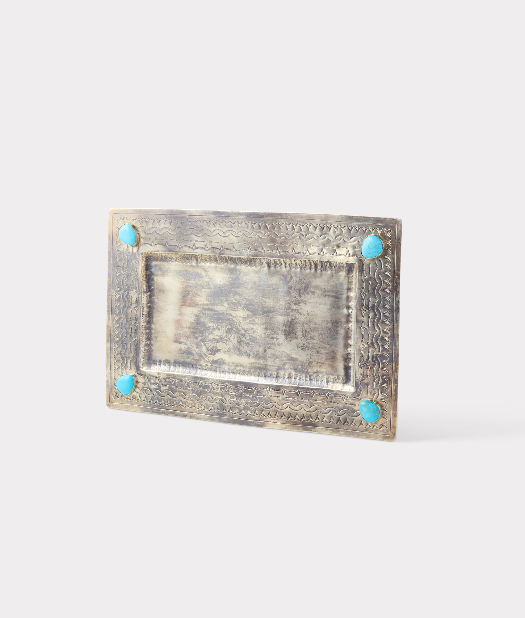 Large Southwestern Style Decorative Tray in Silver Finish - Perfect for Serving, Home Decor, and Gift Giving