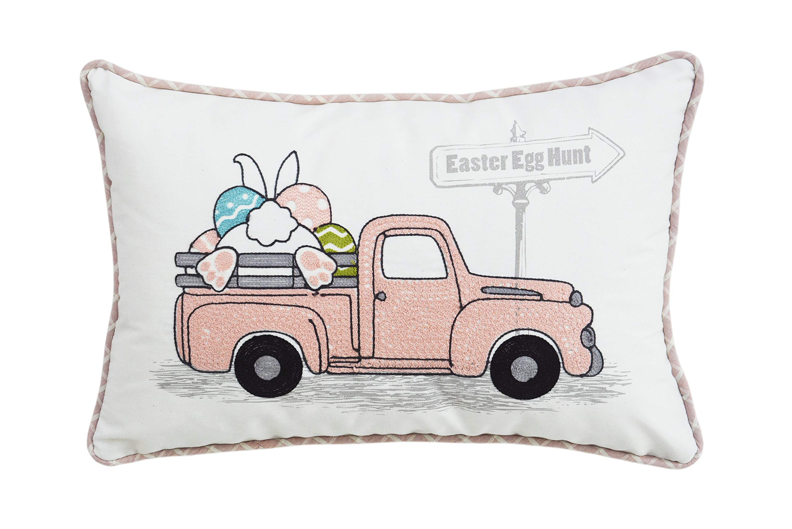 Easter Egg Hunt Decorative Throw Pillow - Rectangle White Cushion for Sofa, Bed, Easter Party Decor & Spring Home Decor