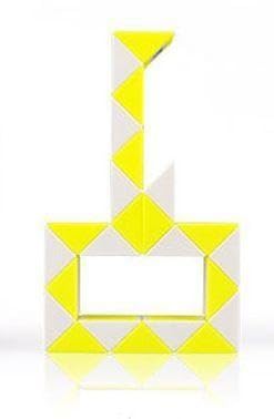 Cubelelo Magic Snake 24 Blocks Twist Puzzle Toy - Geometric Brain Teaser & Educational STEM Toy for Kids & Adults - Perfect for Stress Relief, Classroom Learning & Office Desk Fidgeting (Yellow/White)