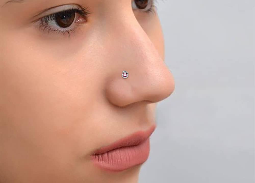 Elegant Jeweled Drop Sterling Silver Straight Nose Pin - Hypoallergenic Body Jewelry for Women | Perfect for Parties, Weddings & Everyday Wear
