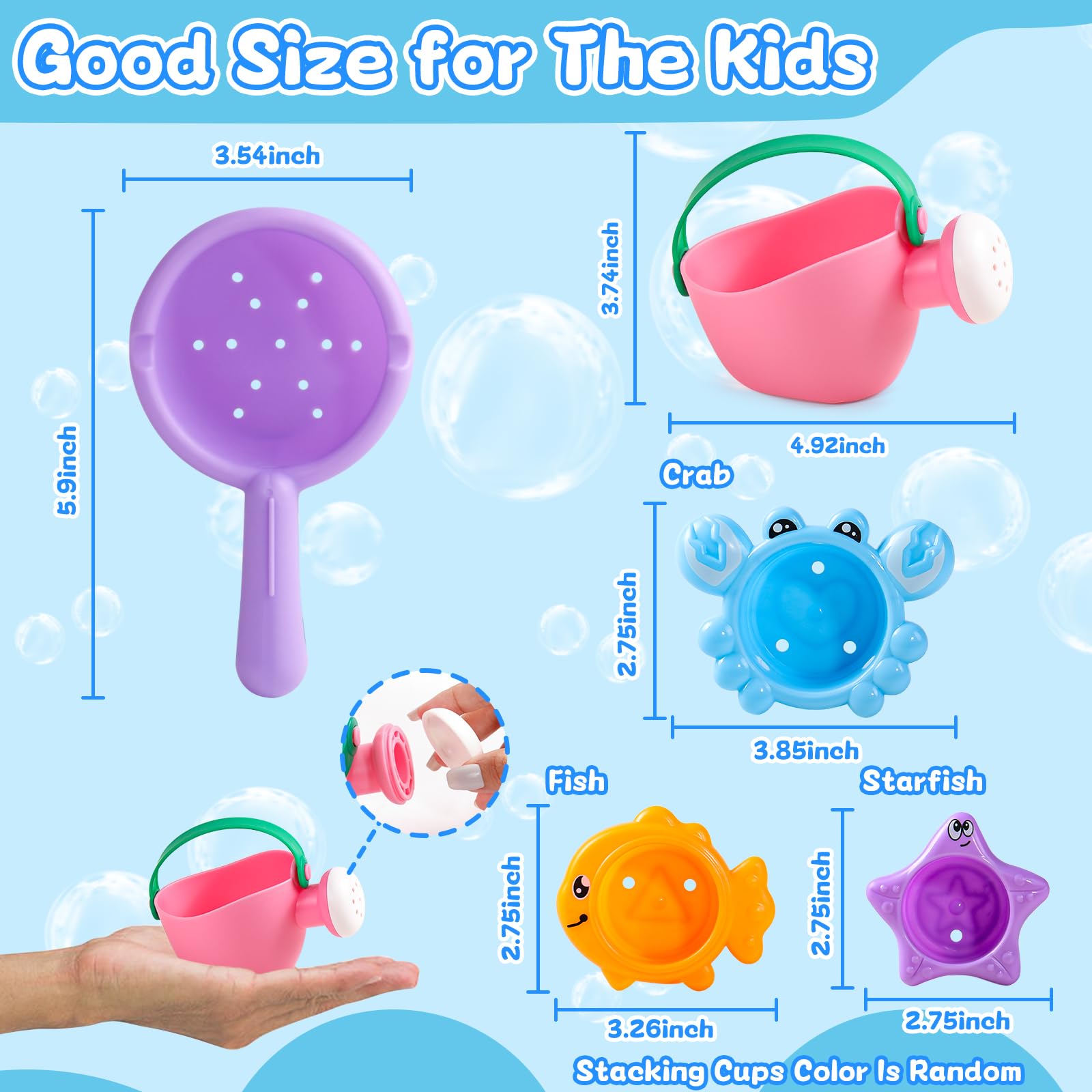 **5-Piece Baby Bath Toys Set for Toddlers Ages 1-4 | Fun Bathtub Water Toys for Kids | Perfect Baby Shower Gift (Random Colors) | Safe & Engaging Bath Time Play**