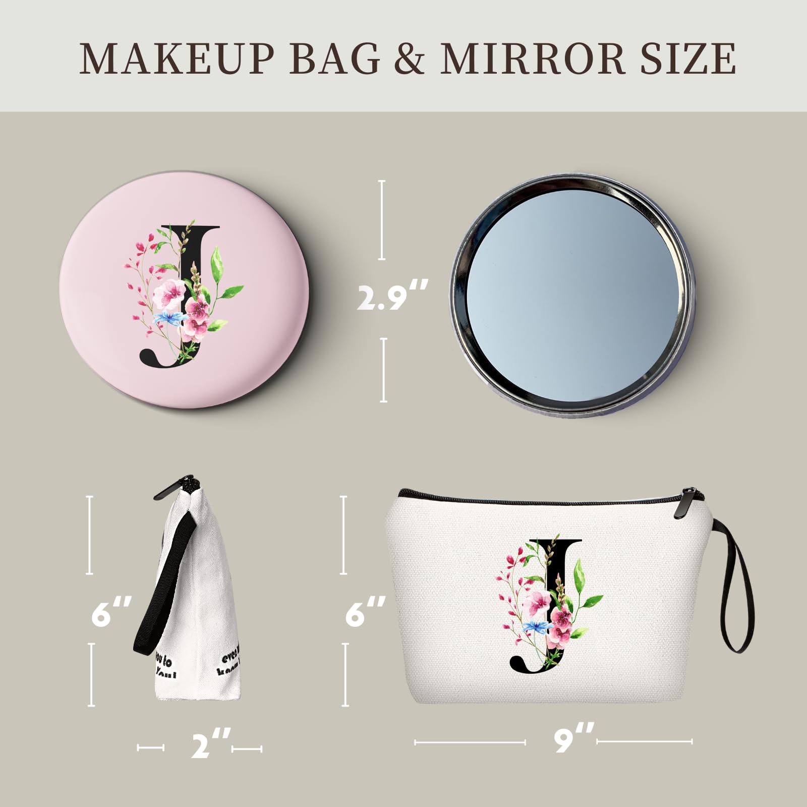 Personalized Travel Makeup Bag with Mirror - Perfect Birthday, Bridesmaid Proposal & Friendship Gift for Women, Sister, Teacher, Coworker - Great for Valentine's Day, Mother's Day, Christmas & Graduation - Ideal for Travel, Cosmetics Storage & Everyday Use