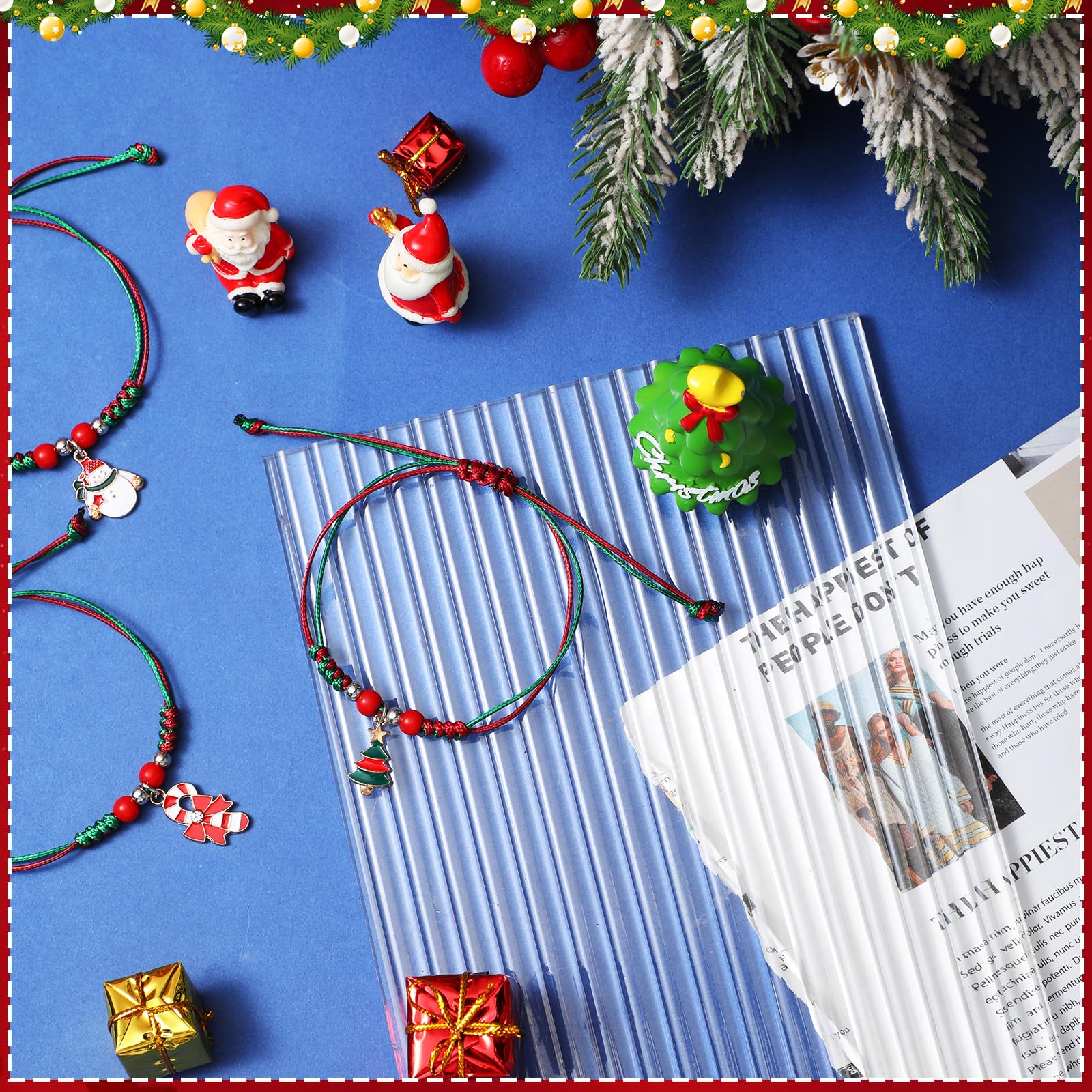 48 Pcs Christmas Bracelet Bulk Pack - Adjustable Xmas Tree, Santa, Snowman & Candy Cane Holiday Bracelets with Merry Christmas Wish Cards - Perfect for Students, Classroom Gifts, Holiday Parties & Christmas Favors (Great for School Supplies, Office Celebrations & Festive Gift Exchanges)