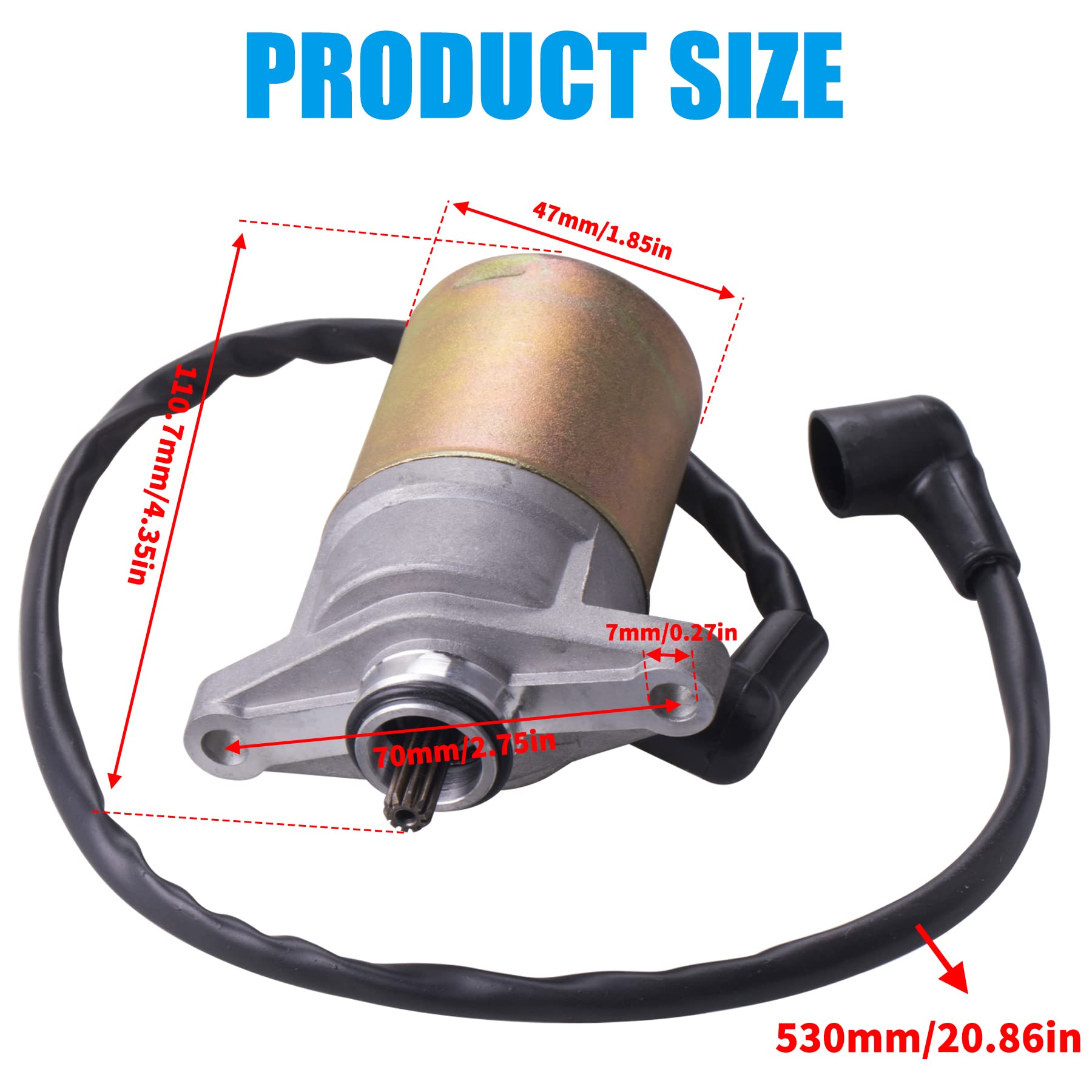 JINGKE 10 Teeth Starter Motor for GY6 49cc 50cc Scooter - Compatible with 139QMB Moped, ATV, Go Karts, TAOTAO, SUNL, ROKETA, Tank, Baja - Perfect for Scooter Repair & Engine Replacement