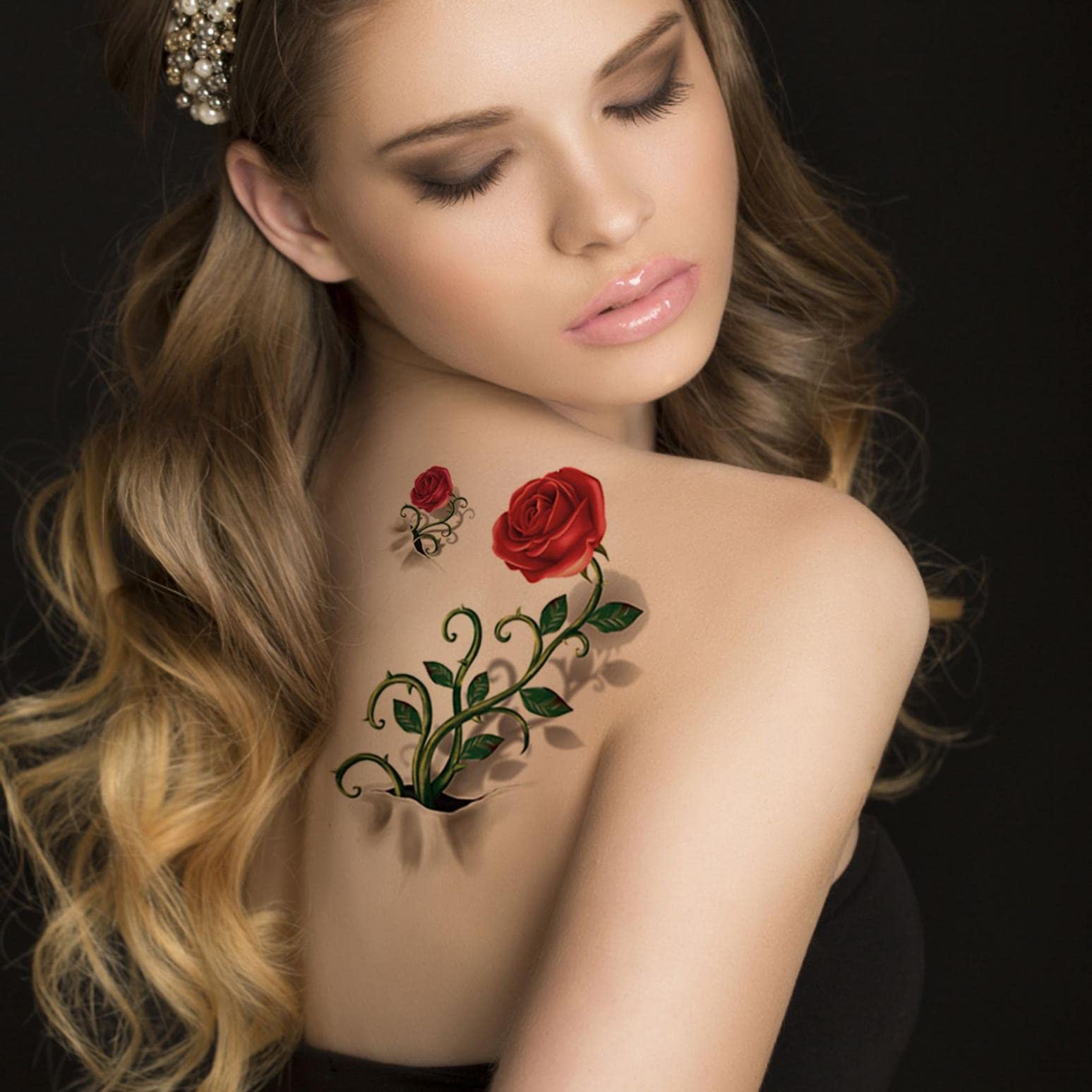 Beautiful Flowers Temporary Tattoos - Rose & Butterfly Body Art Stickers for Women, Girls, Kids | Waterproof Fake Tattoos for Parties, Festivals & Summer Beach Days
