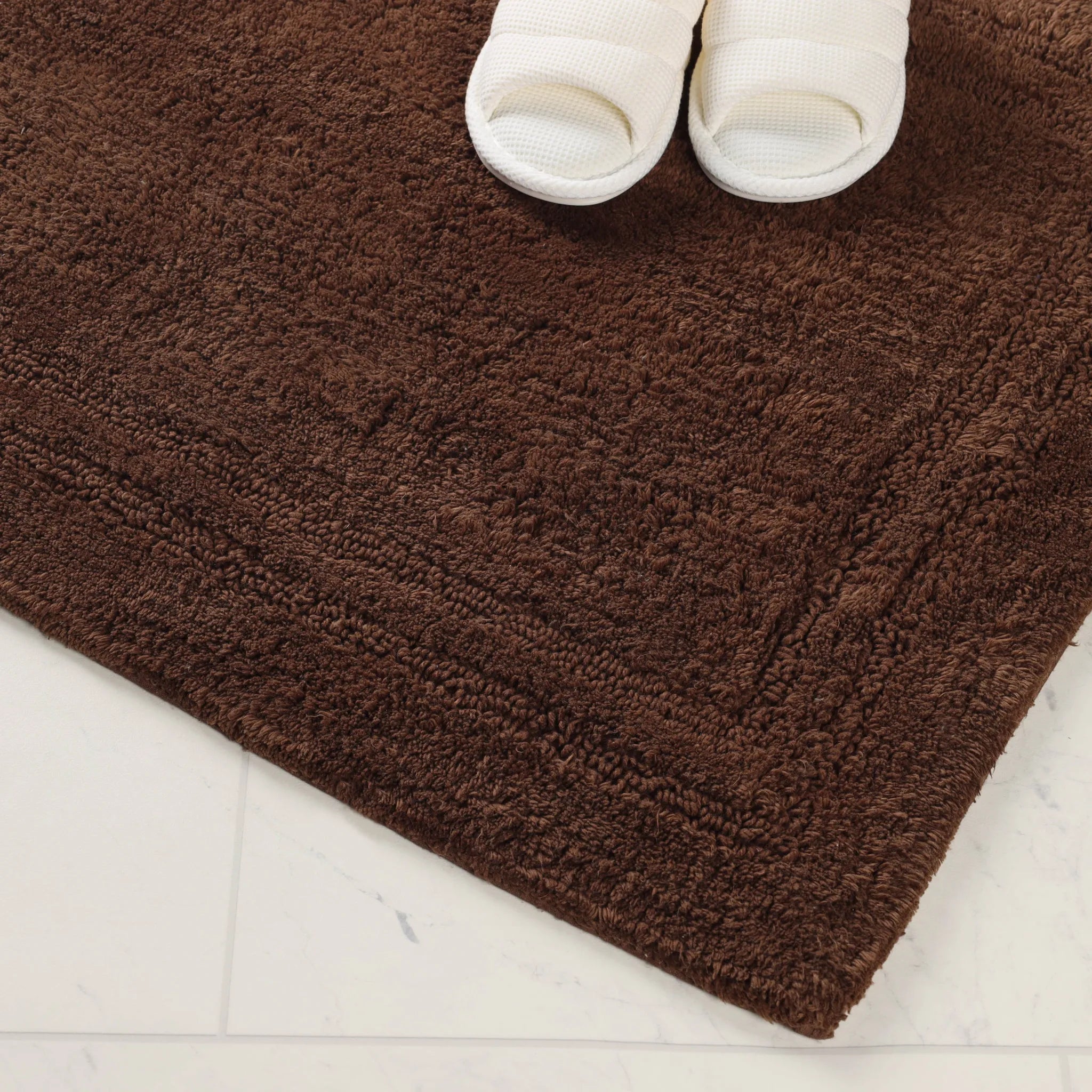 Non-Slip Cotton Bathroom Rug Set - 2 Piece Washable Absorbent Bath Mat with Anti-Skid Backing for Bathroom, Shower & Vanity Area