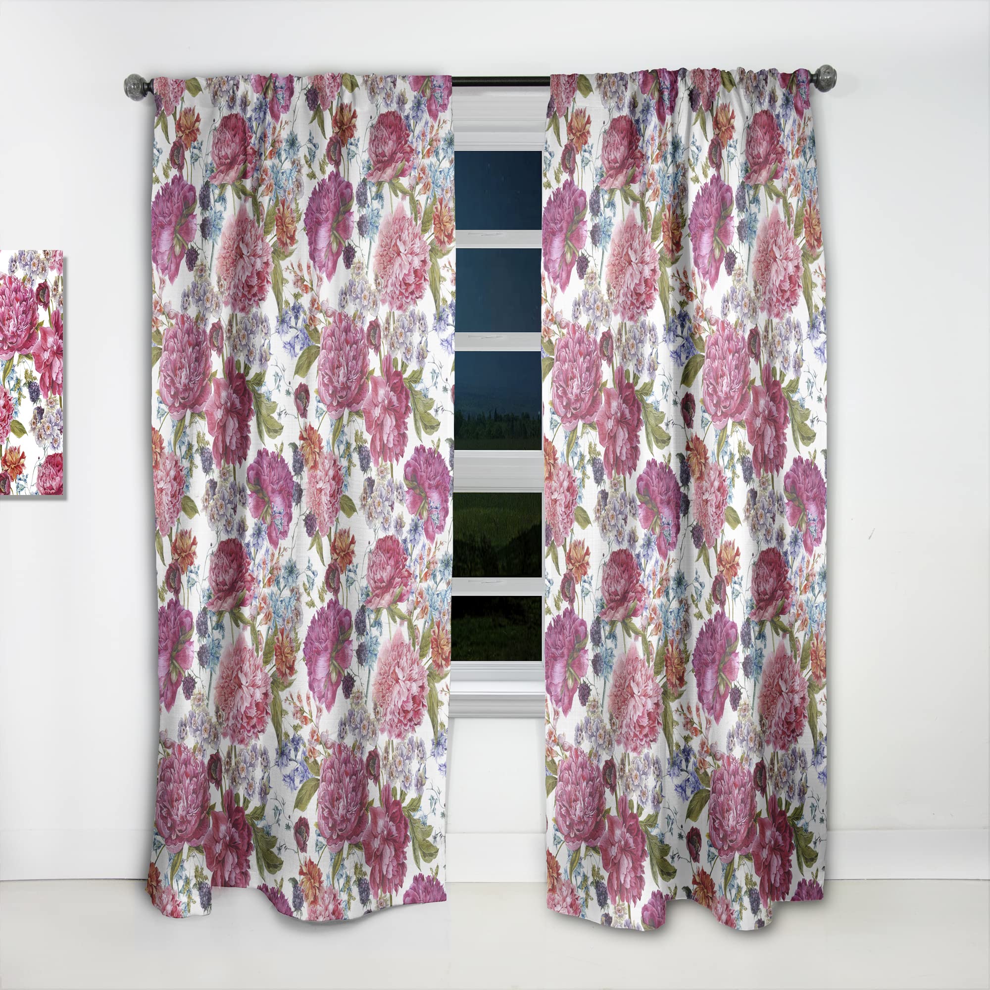 DesignQ 'Blooming Burgundy Peonies' Thermal Insulated Curtain Panel - 52x84 Inches - Elegant Window Treatment for Bedroom & Living Room | Perfect for Home Decor, Light Control & Privacy