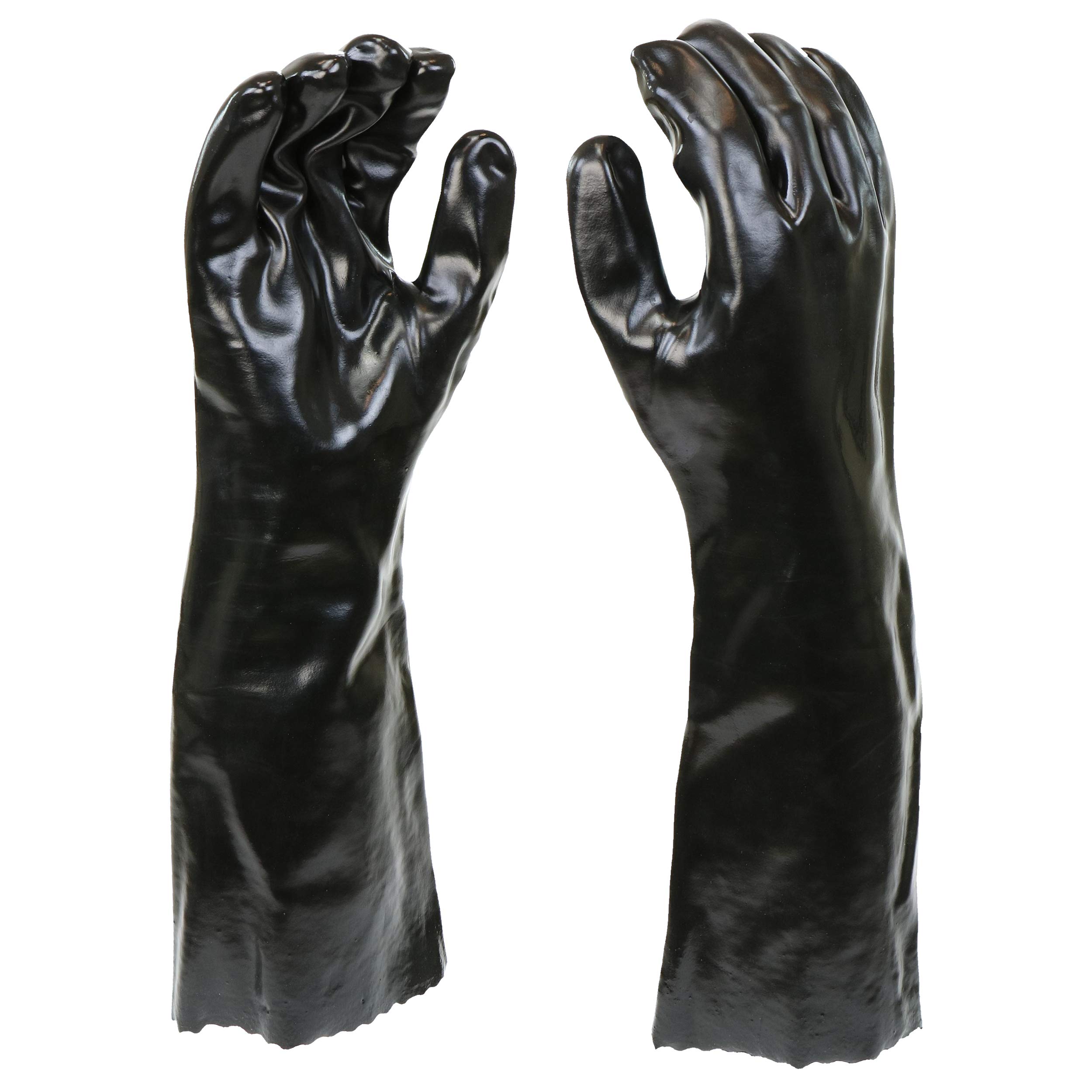 West Chester 12018 Chemical Resistant PVC Coated Work Gloves - Large, Black Fully Coated Safety Gloves with 18-Inch Gauntlet Cuff for Workplace Safety | Ideal for Chemical Handling, Industrial Work, and Hazard Protection