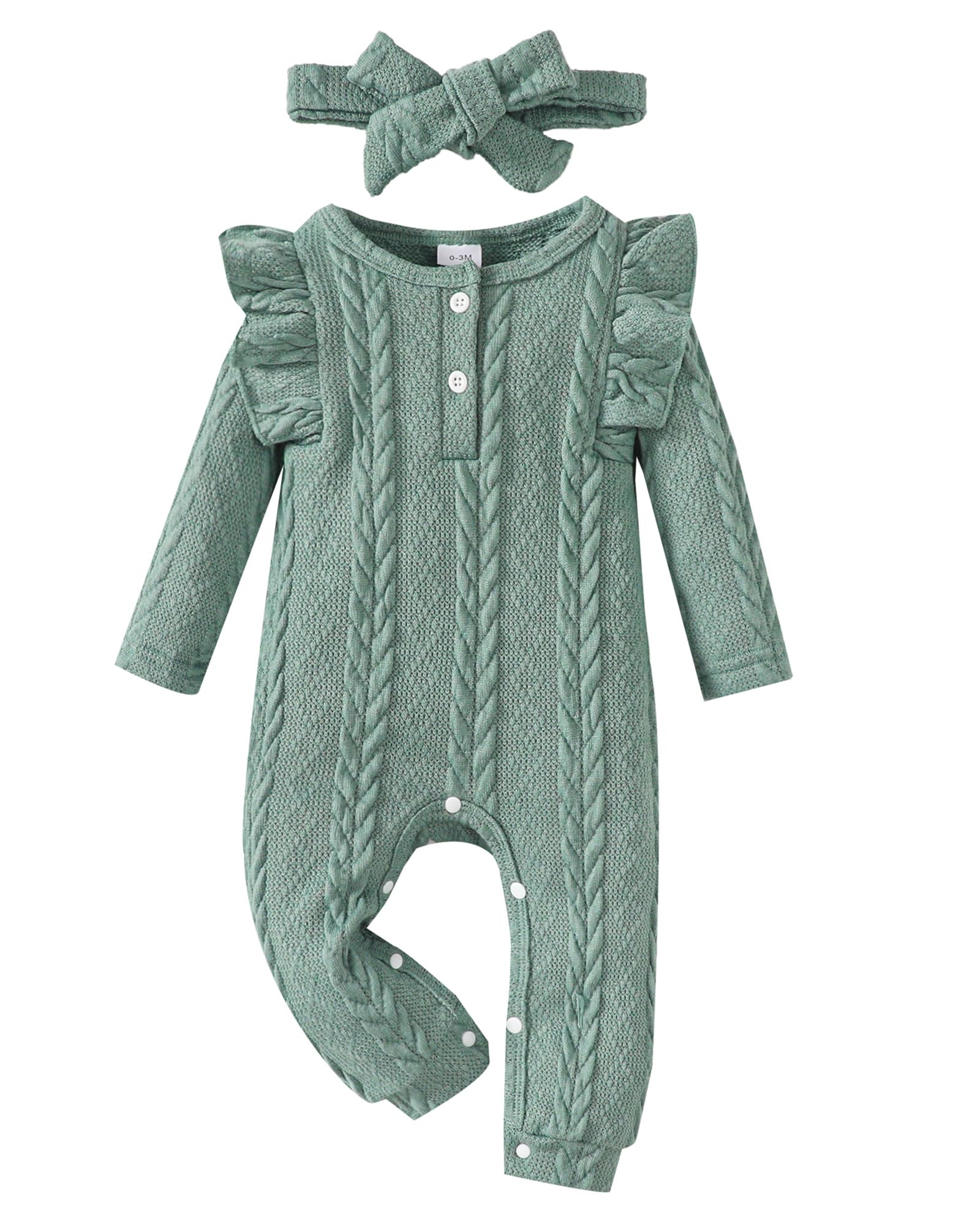 Adorable Baby Girl Romper Outfit - Long Sleeve Ruffle Jumpsuit for Newborns & Infants | Fall & Winter Clothing | Perfect for Holidays, Photos & Special Occasions