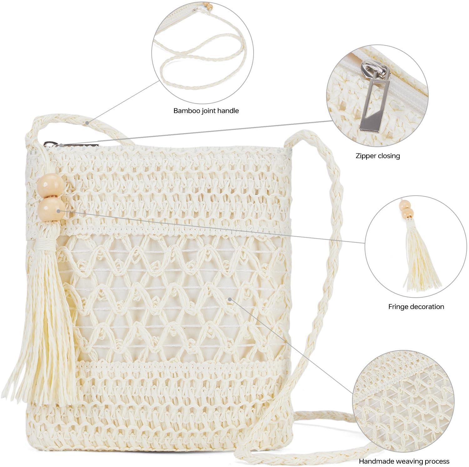 Stylish Raffia Woven Straw Crossbody Bag for Women - Summer Beach Vacation Tote Purse | Perfect for Pool Parties, Seaside Outings & Tropical Getaways