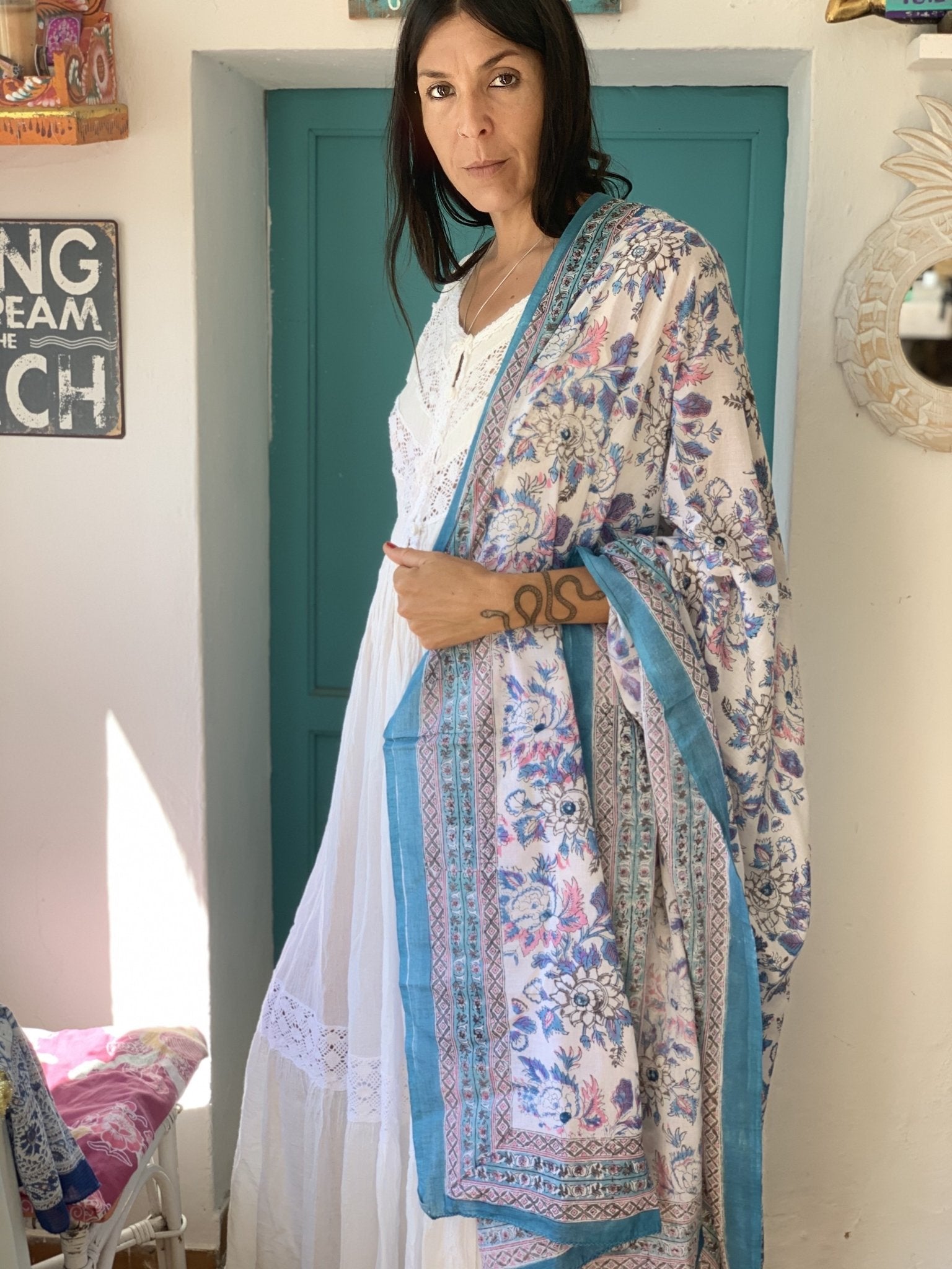 Hand Block Print Cotton Sarong Pareo - Lightweight Beach Cover-Up for Women, Perfect for Swimming, Vacation, and Summer Outfits