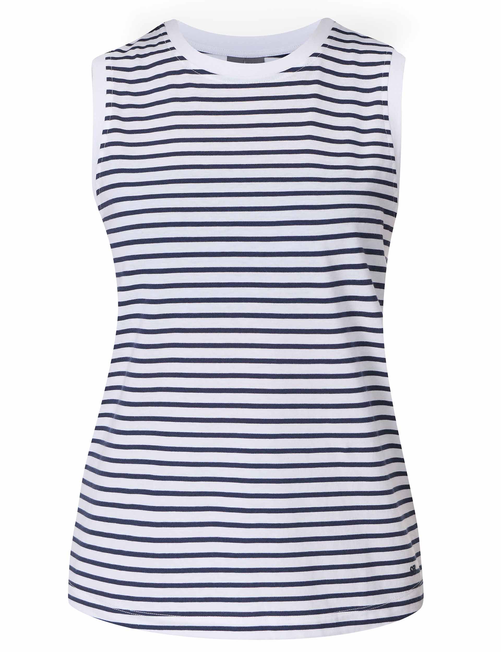 Essential Sleeveless Vest for Women - White & Navy Striped Casual Tank Top | Perfect for Summer, Layering, and Outdoor Activities