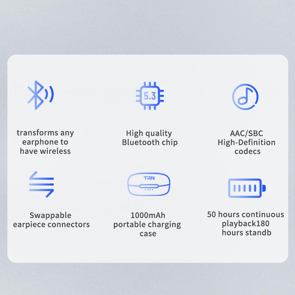 LEAUDIO TRN BT20 Pro True Wireless Bluetooth 5.3 Earphone Module with Swappable 2Pin-0.78mm Connectors (Headphones Not Included) - Perfect for Gym, Commuting & Wireless Audio Enthusiasts