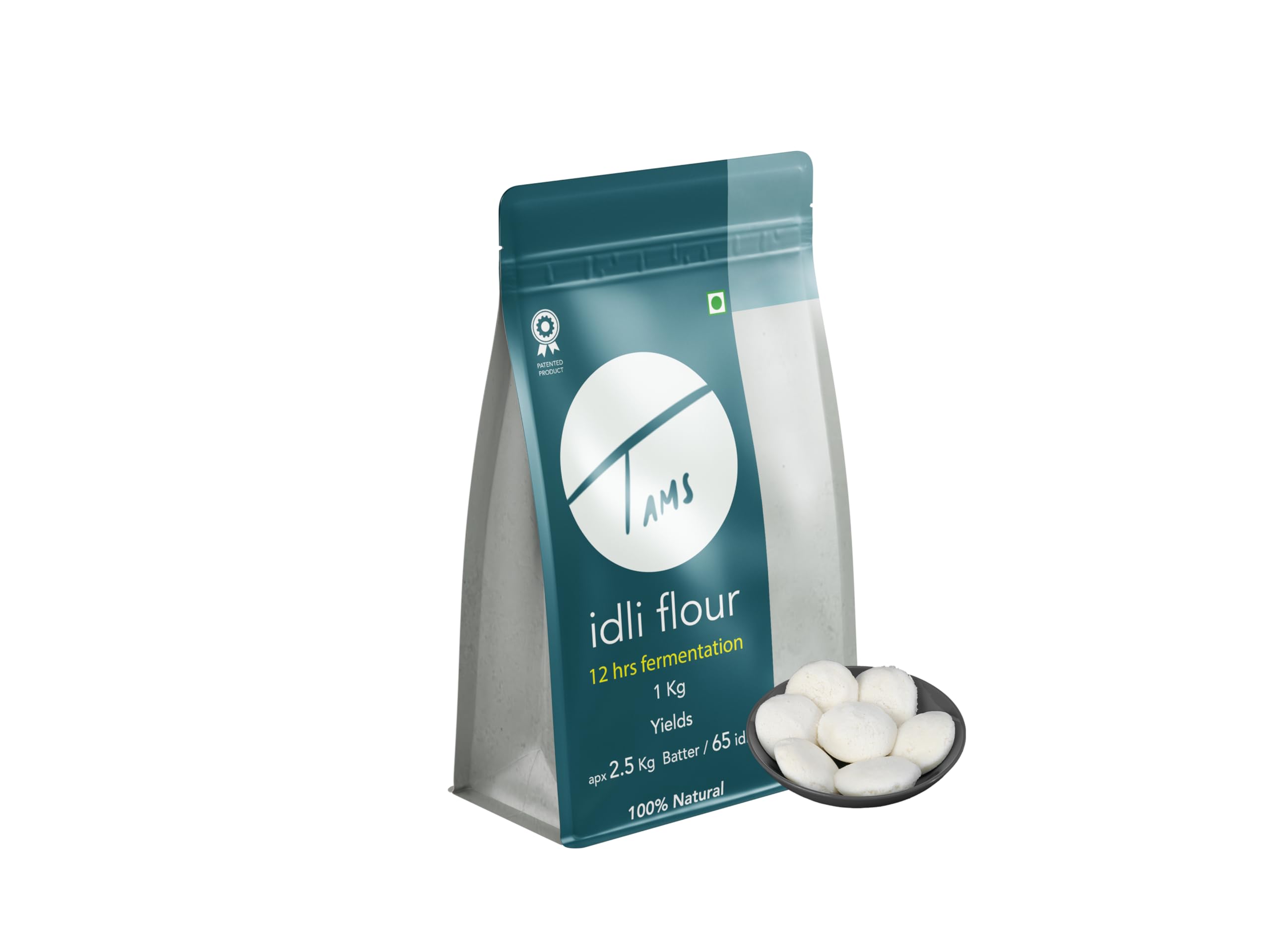 Tams Idly Flour 1kg - Natural Fermenting Rice Flour for Soft & Healthy Idlis (Makes 2.5kg Batter, 60 Idlis) | 6 Months Shelf Life | No Additives, Chemicals or Yeast | Easy Homemade South Indian Breakfast | Perfect for Vegan, Gluten-Free Diets | Great for Quick Meals & Traditional Indian Cooking