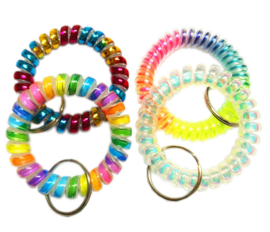 Flexible Spiral Wristband Bracelet with Keychain - Durable Spring Coil Wrist Band & Key Ring Holder for Keys, ID Cards, and Small Essentials - Perfect for Gym, Work, Travel, and Outdoor Activities