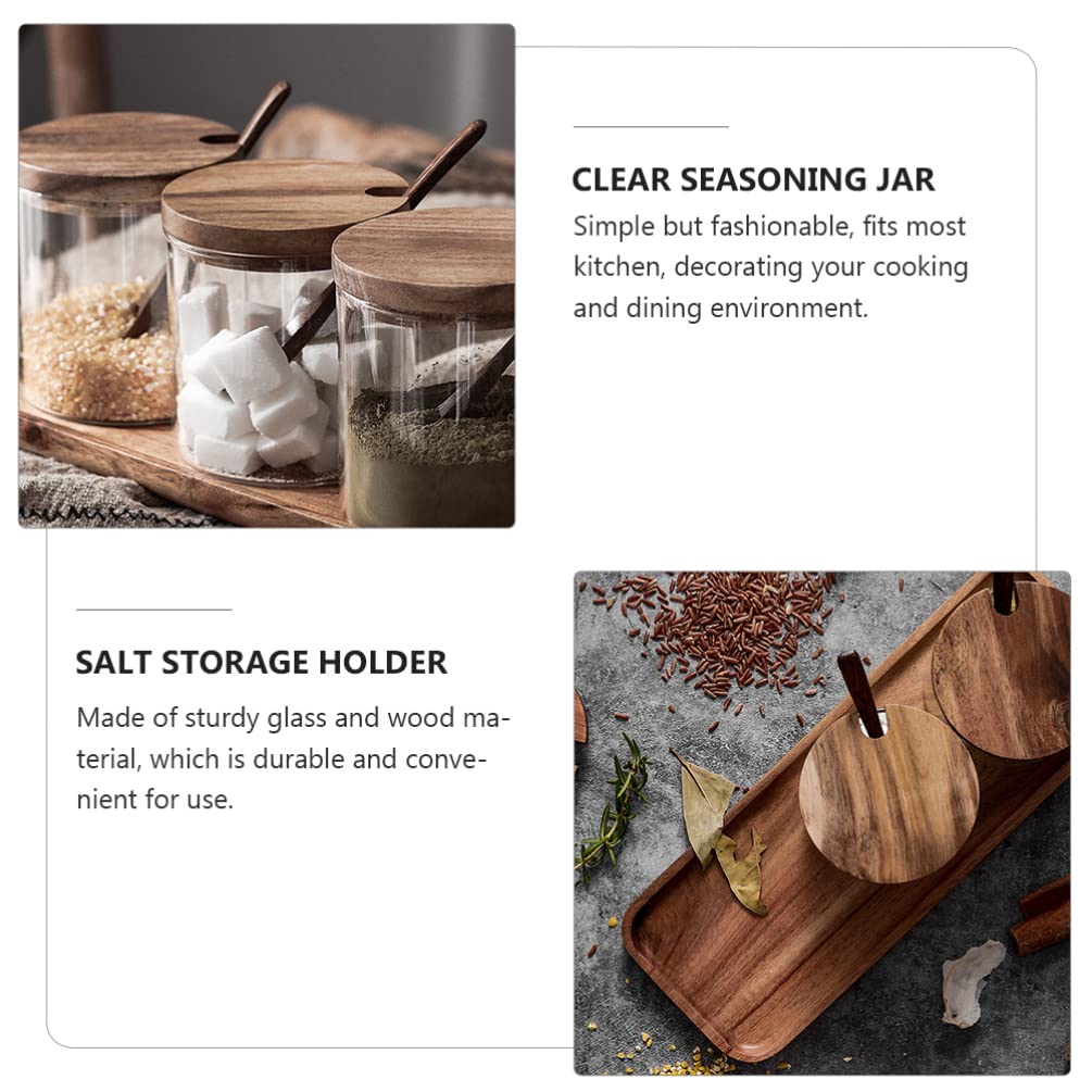 Premium 6-Piece Clear Glass Seasoning Jar Set with Wooden Lids - Spice Storage Containers for Salt, Pepper, Herbs & Spices - Perfect for Kitchen Organization & Cooking Essentials