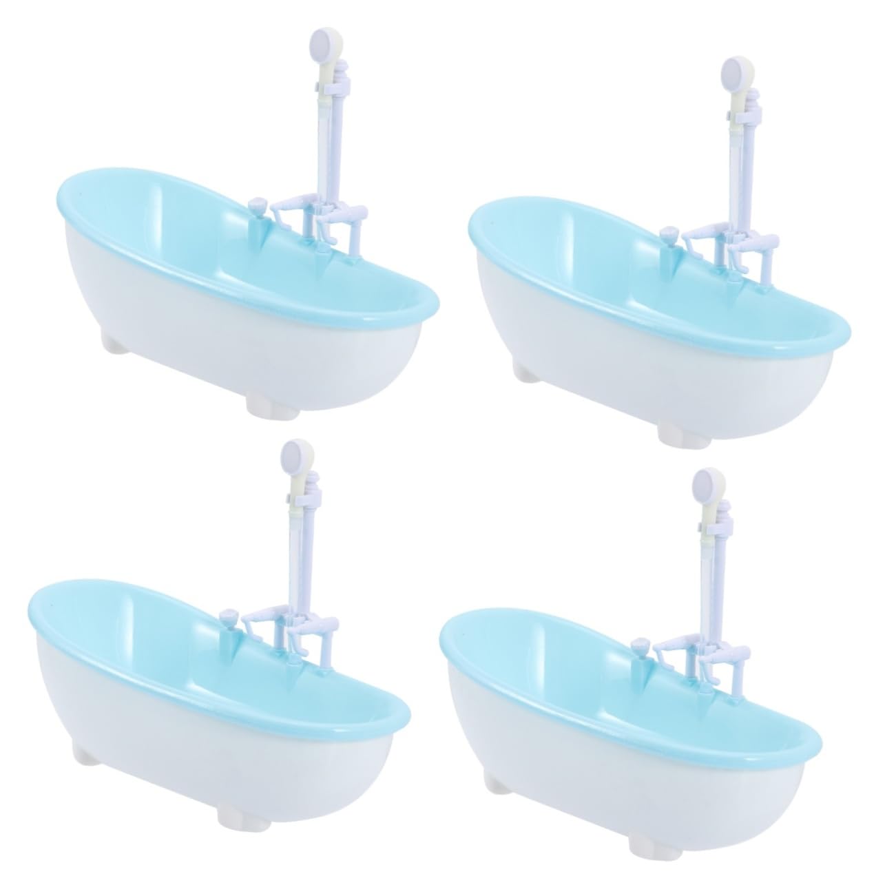 HEMOTON 4pcs Mini Bathtub Toy Set - Sky Blue Plastic Bathroom Figurines, Cute Bathtub Baby Dolls for Kids Bath Time Fun | Perfect for Toddler Bath Play, Sensory Toys & Nursery Decor