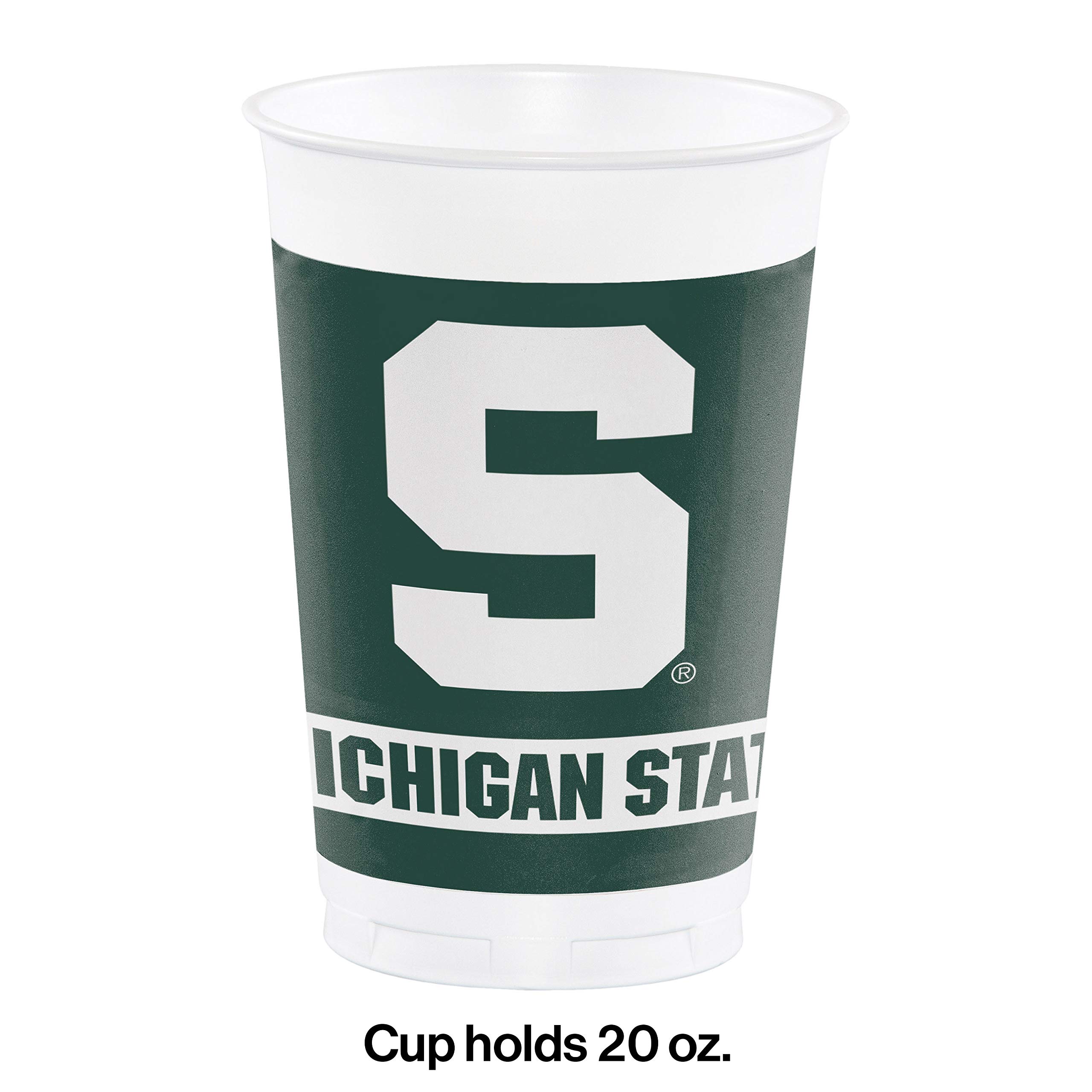 Michigan State Spartans 20 oz. Plastic Cups - Set of 8, Durable Party Cups for Tailgating, BBQs, and Game Day Celebrations - Perfect for Sports Fans and College Events