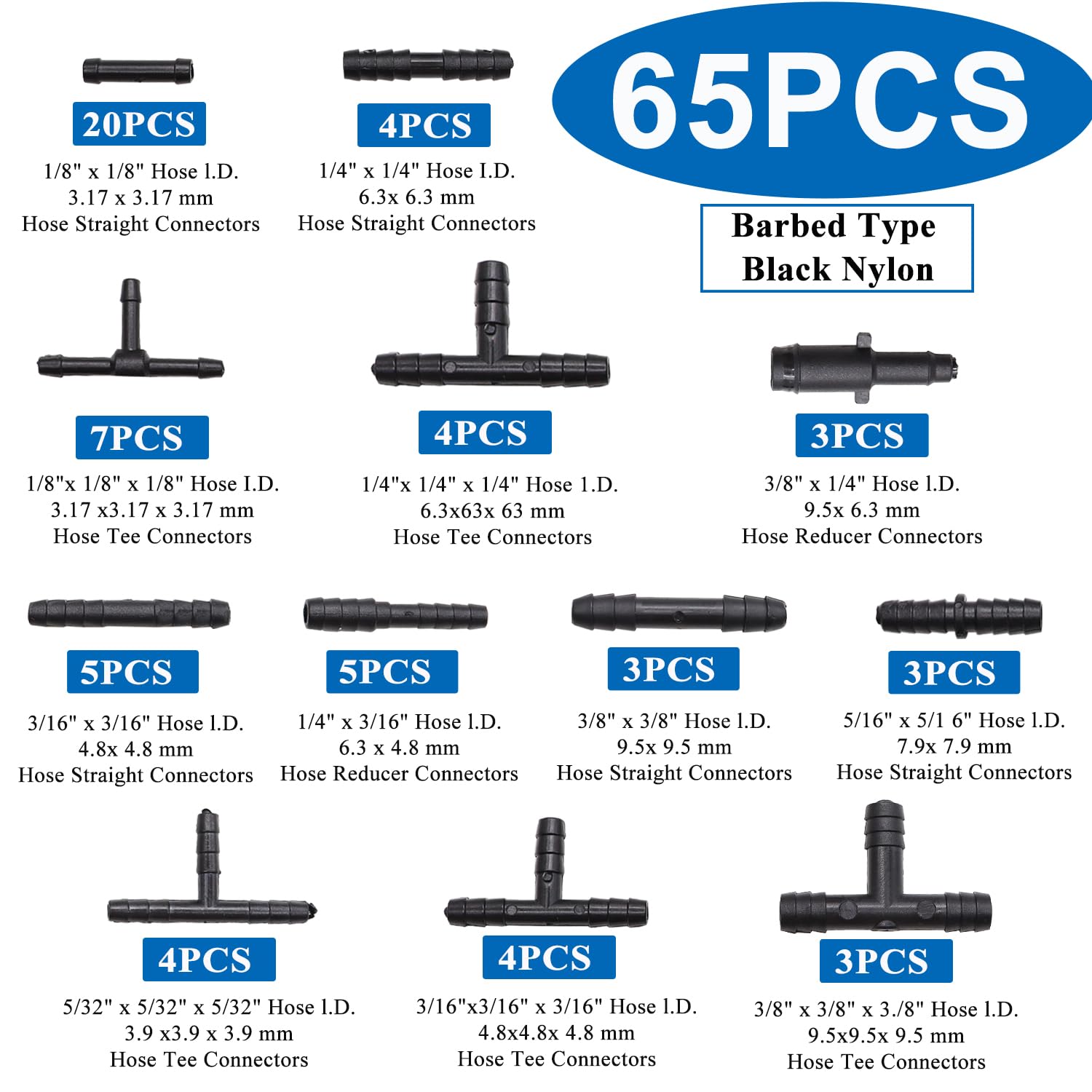 High Performance 6Pcs 5Ft Vacuum Hose Kit with 65Pcs Connectors - Silicone Automotive Vacuum Line Replacement for Car Piping Systems | Perfect for Engine Maintenance, Fuel System Repair & DIY Auto Projects