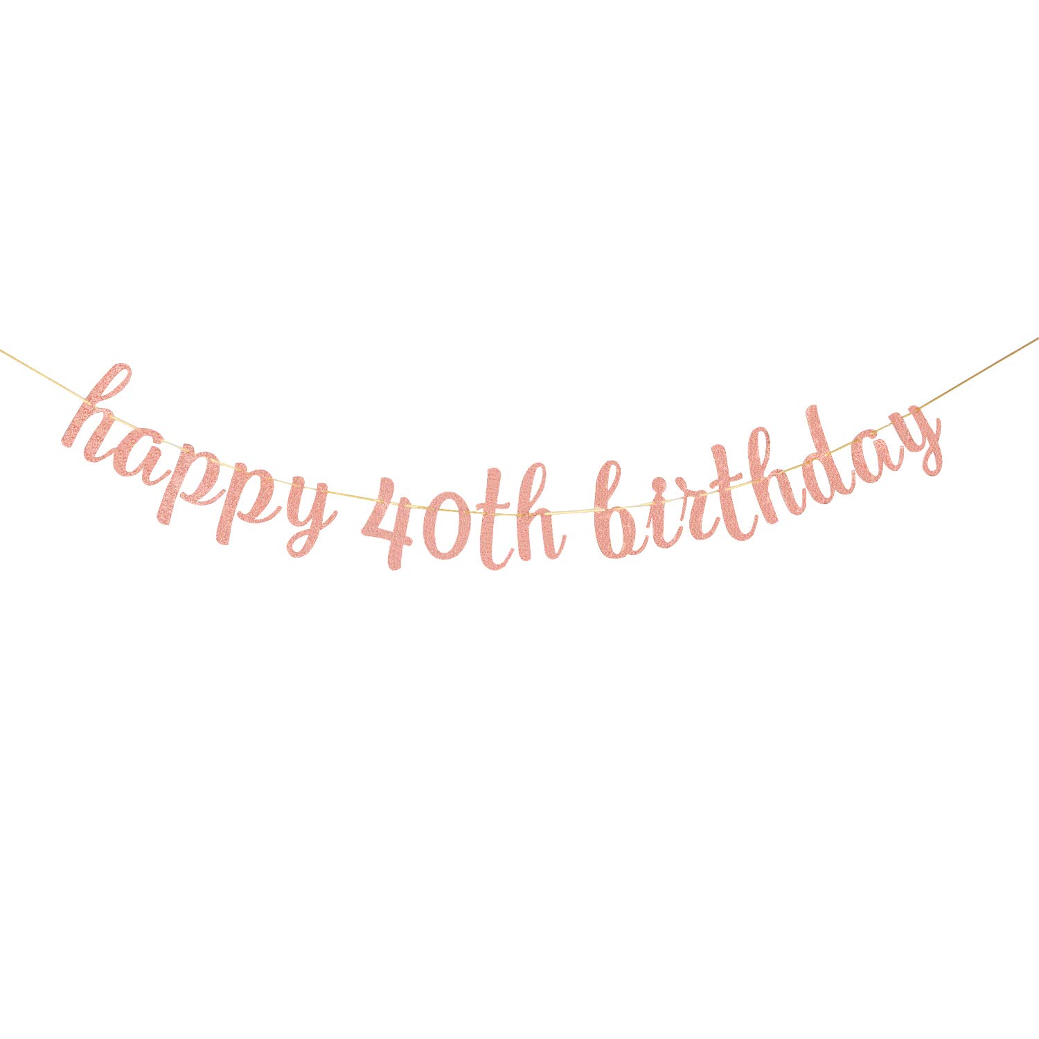Rose Gold Glitter Happy 40th Birthday Banner - Forty Sign Party Decor with Cheers to 40 Years - Perfect for Birthday Celebrations, Anniversaries & Milestone Events