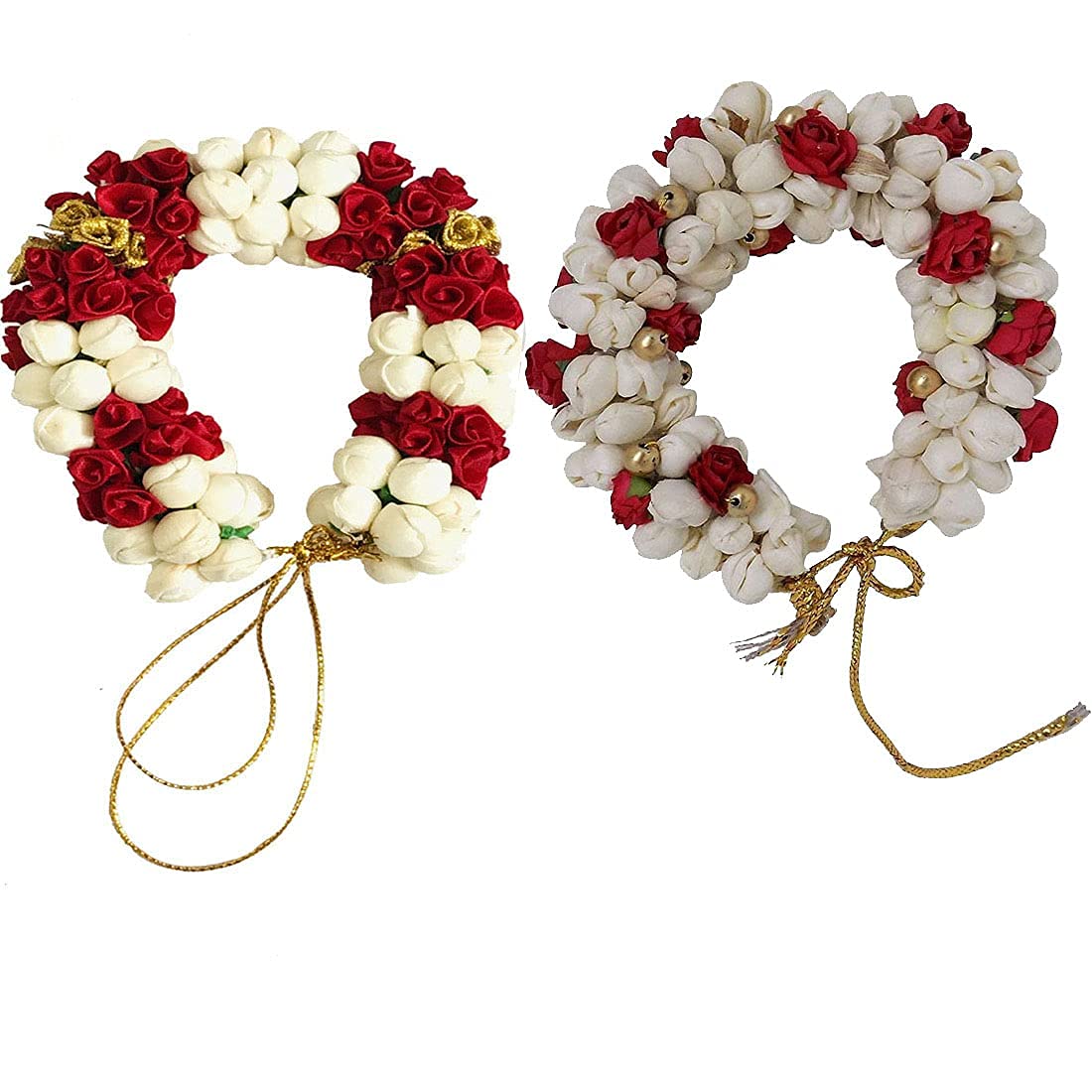 GuruEmbellish Designer Mogra Red Hair Gajra & Bun Combo for Women & Girls – Perfect for Weddings, Parties, and Special Occasions