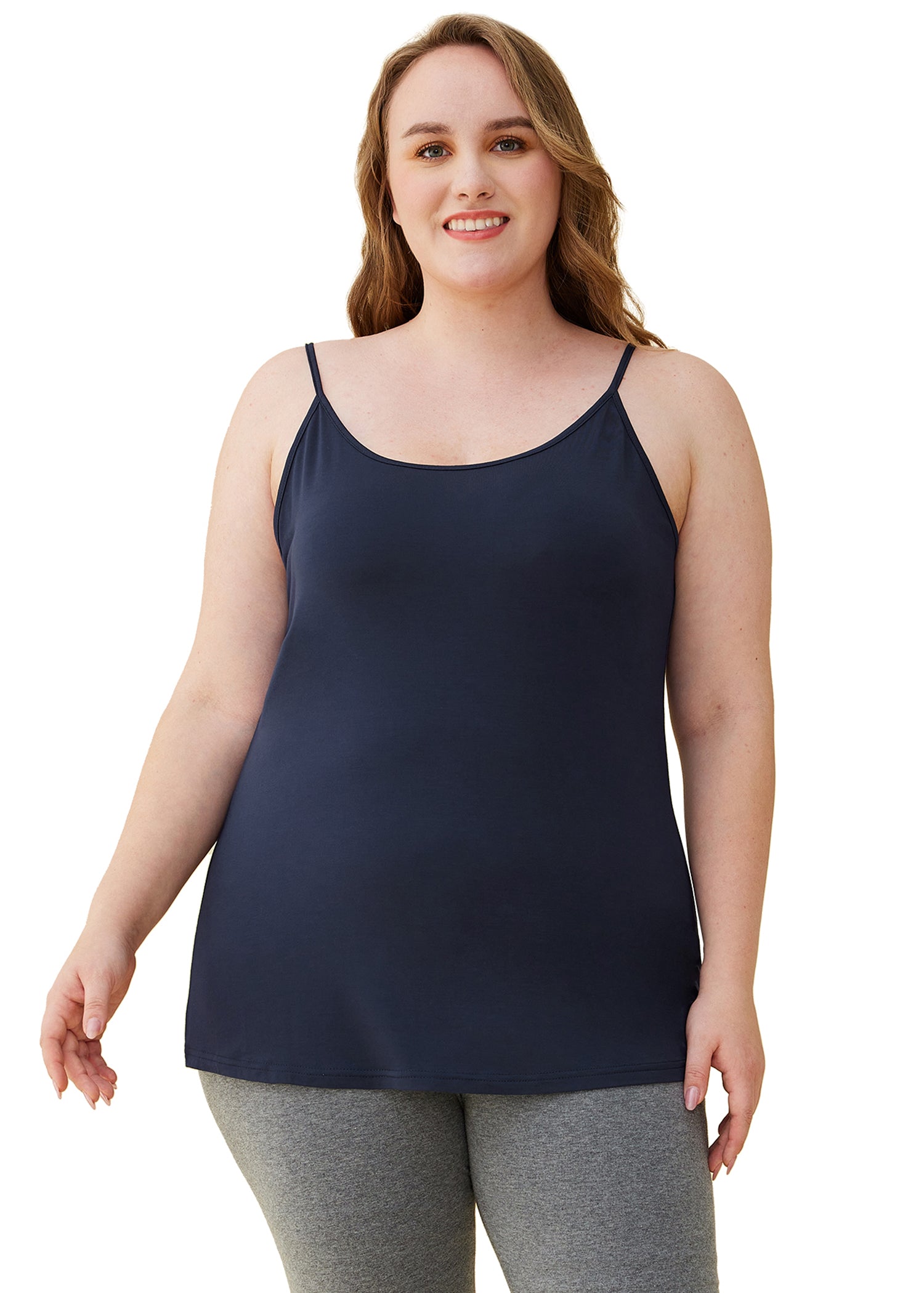Women's Bamboo Viscose Adjustable Strap Cami Tank Top 3 Pack - Soft Breathable Summer Tops for Casual Wear, Layering & Lounge