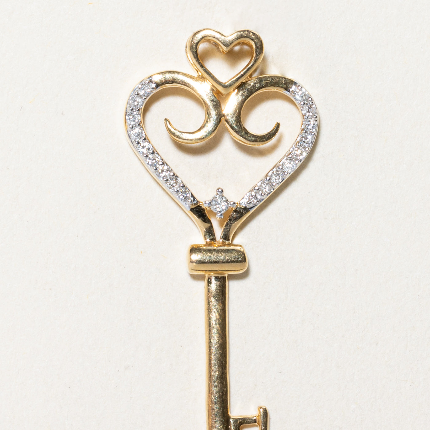 0.10ctw Diamond Heart Key Pendant Necklace - 14K Gold Plated Elegant Jewelry for Women - Perfect Gift for Valentine's Day, Anniversary & Special Occasions