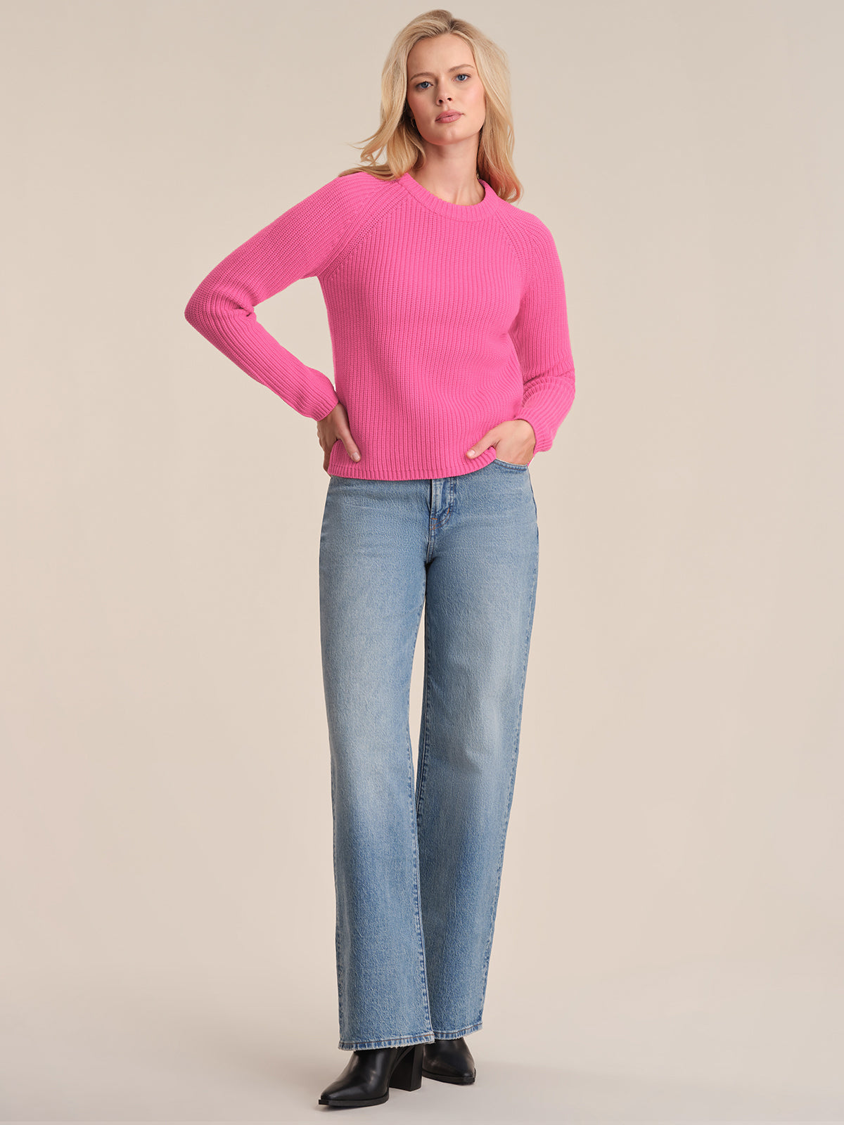 Jane Crewneck Shaker Stitch Cotton Sweater for Women | Soft Casual Knit Pullover | Perfect for Fall Layering & Cozy Winter Outfits