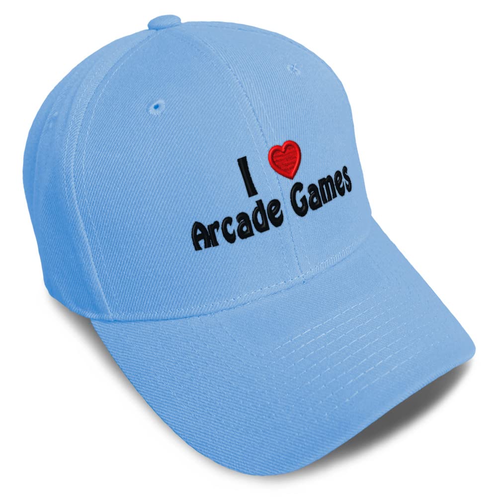 Stylish Baseball Cap with 'I Love Arcade Games' Red Heart Design - Perfect for Gamers, Hobby Enthusiasts & Couples - Great for Casual Wear, Gaming Events & Date Nights