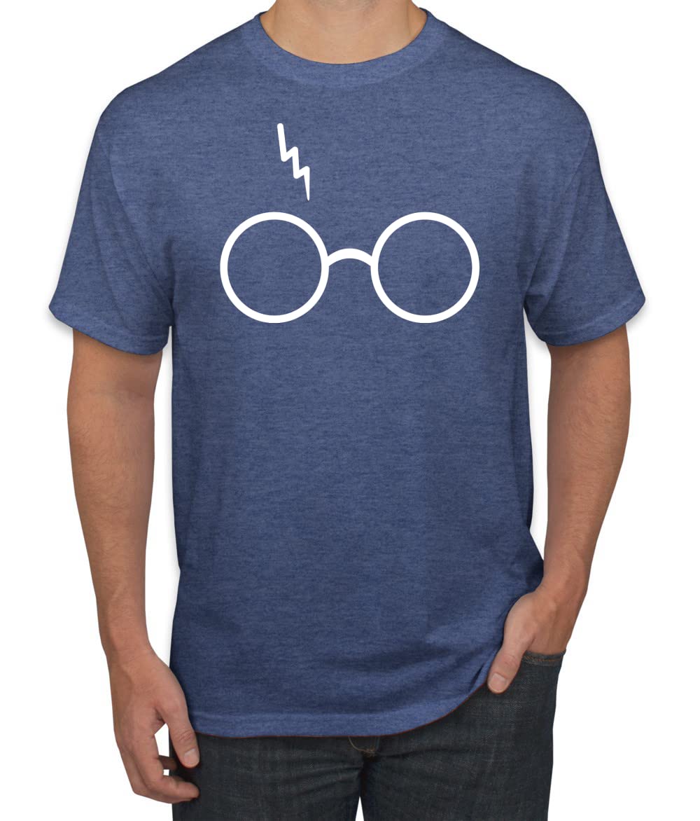 Wild Bobby Wizard Glasses Scar Pop Culture Graphic T-Shirt for Men | Vintage Inspired Funny Tee | Perfect for Halloween, Cosplay & Comic Con