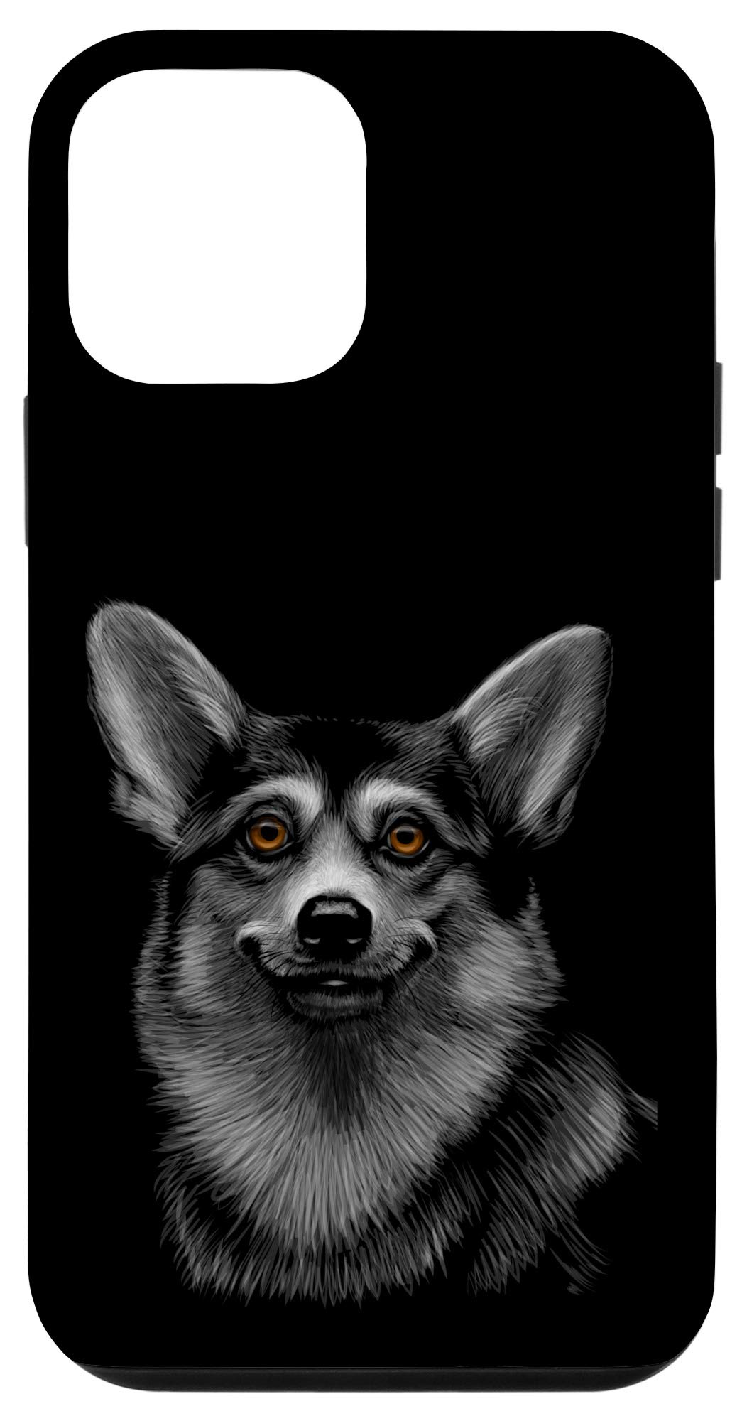 iPhone 12 Mini Corgi Face Portrait Case - Cute Dog Puppy Pet Phone Cover with Black Background - Perfect for Pet Lovers & Corgi Fans (Compatible with iPhone 12 Mini)
