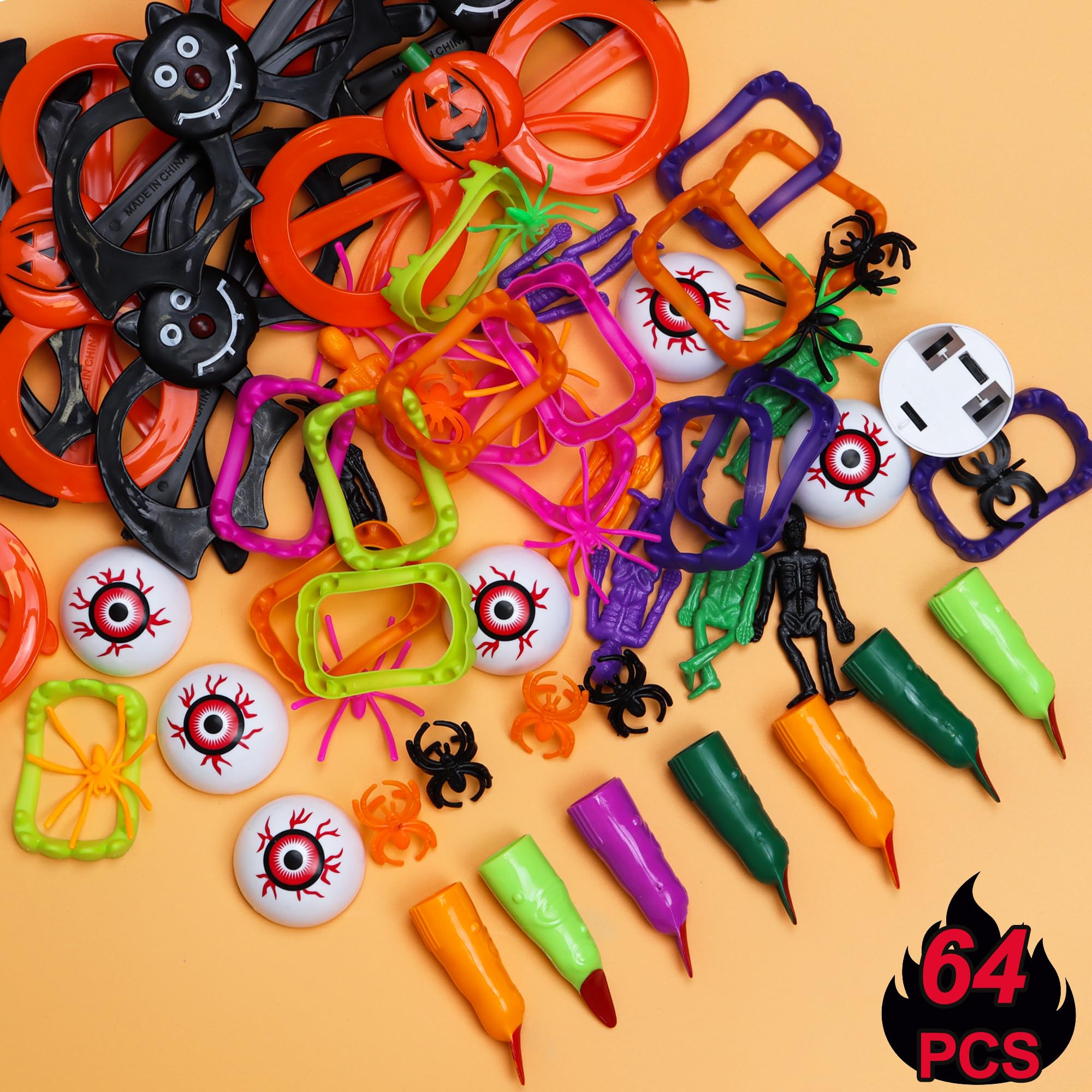 64 PCS Halloween Party Favors Assortment - Spooky Toys for Kids, Trick or Treat Gifts, Treat Bag Fillers & Party Prizes - Perfect for Classroom Celebrations, Neighborhood Halloween Events & Costume Parties