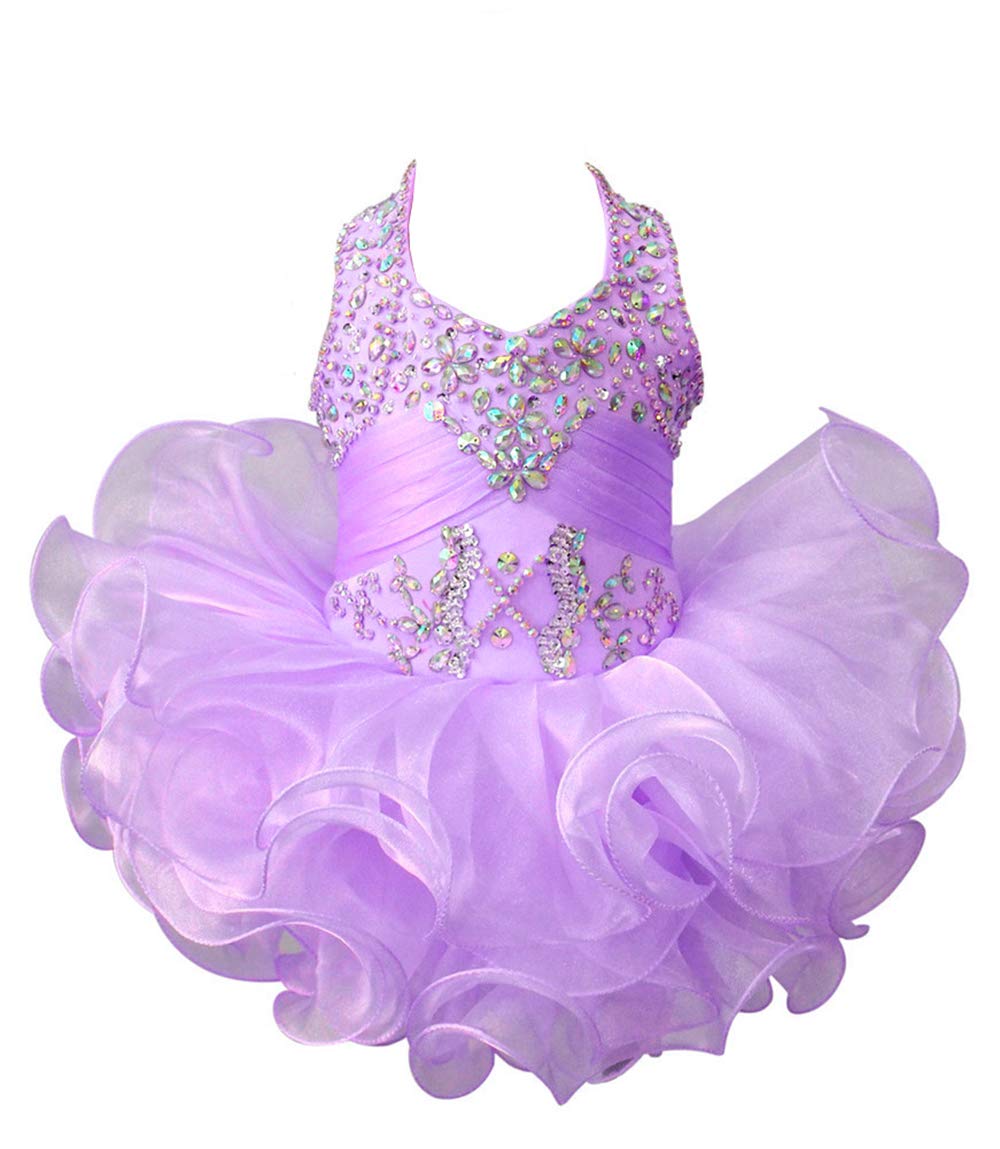 G.CHEN Elegant Baby Girls Halter Cupcake Pageant Dress - National Infant Competition Outfit for Special Occasions & Photoshoots
