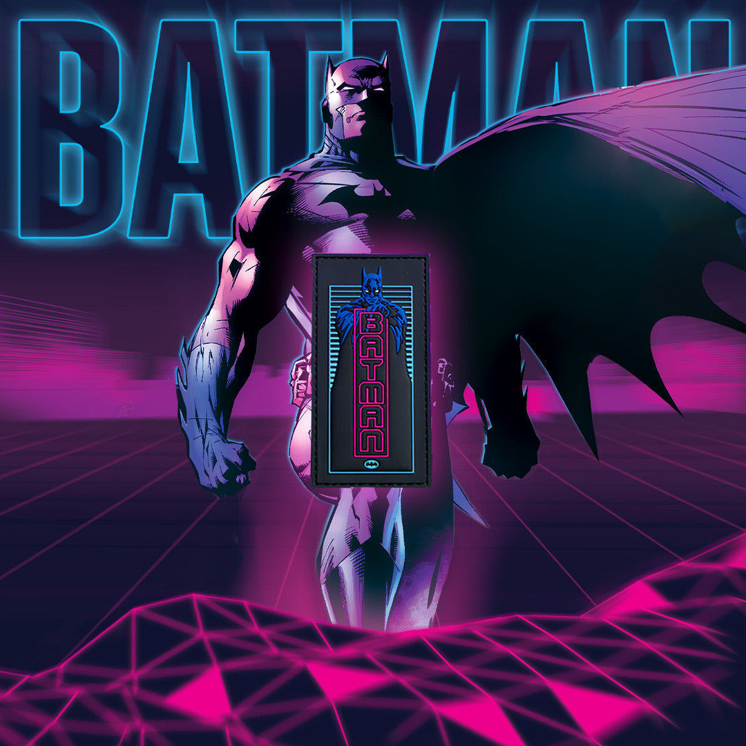 Batman Neon Embroidered Iron-On Patch - Superhero Costume Accessory for Jackets, Backpacks & DIY Crafts | DC Comics Merchandise for Cosplay & Fashion
