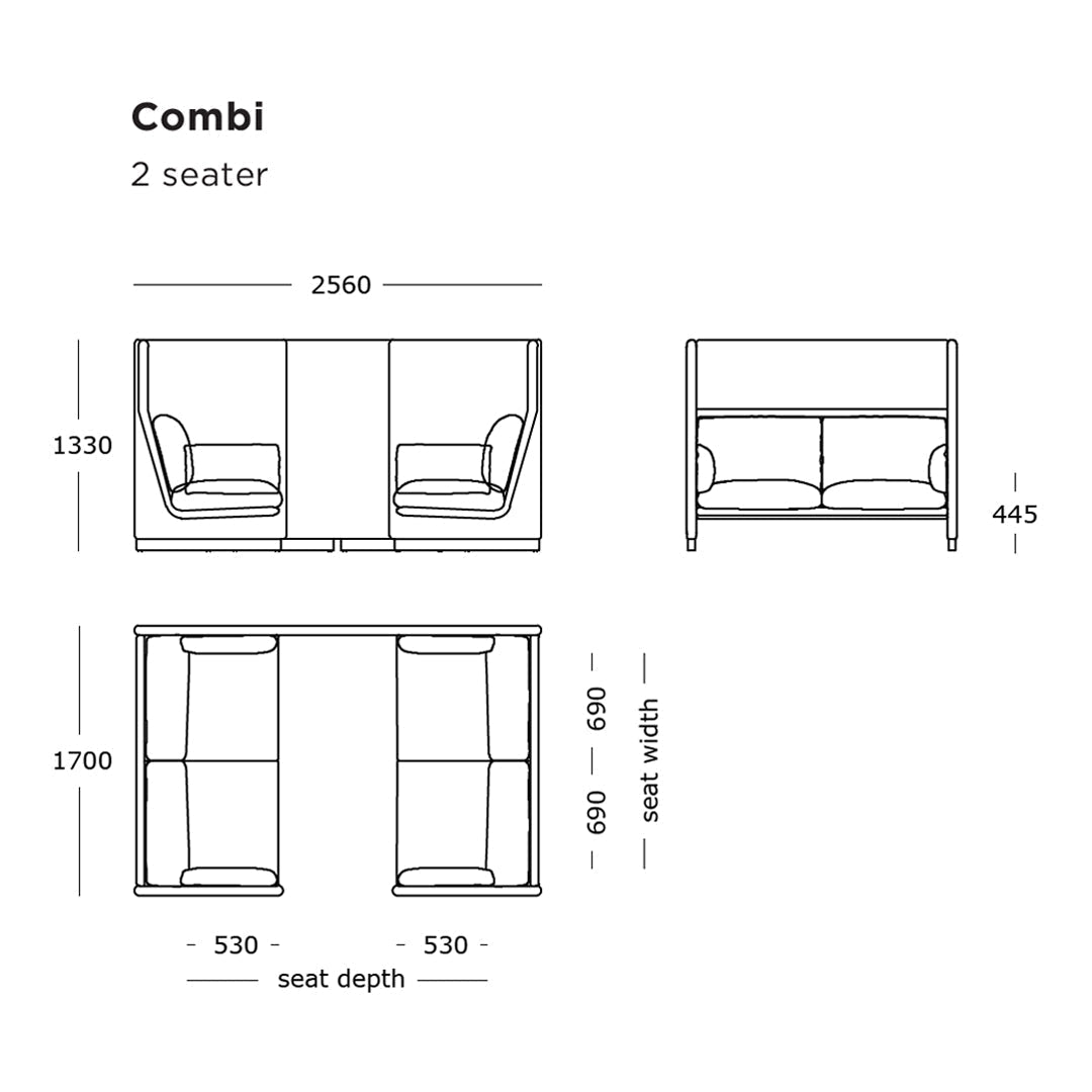 Case Combi 2 Seater Sofa - Modern Fabric Loveseat for Small Spaces | Living Room, Apartment & Office Furniture | Comfortable Compact Couch for Relaxing