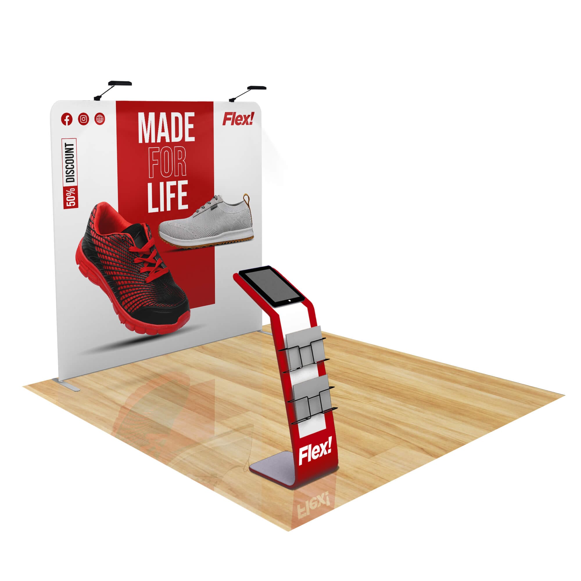 Professional Trade Show Booth with Media Stand - Portable Display for Exhibitions, Conferences & Events - Perfect for Branding, Marketing & Business Promotions