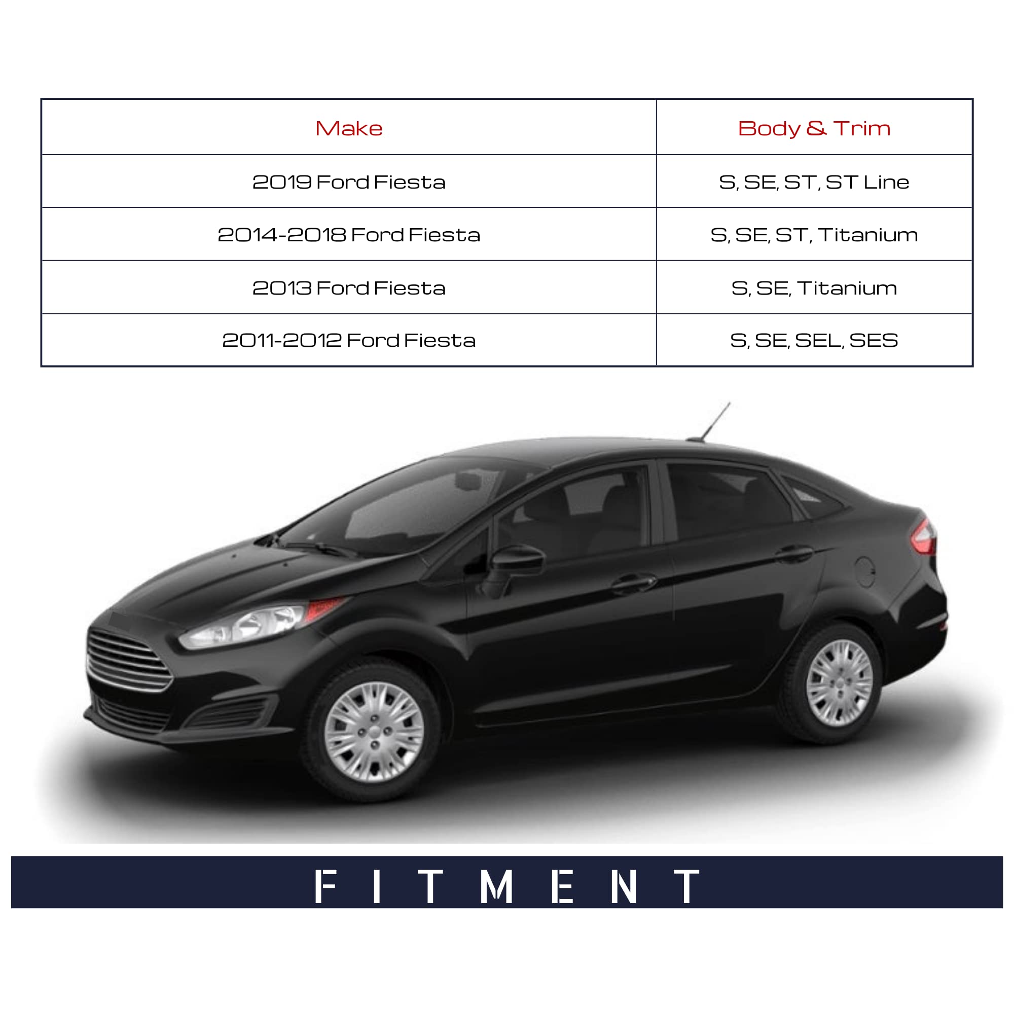 2011-2019 Ford Fiesta Driver Side Mirror Replacement - Left Power Adjustable Manual Folding Non-Heated Mirror Assembly with Spotter Glass (Paintable Black, 3-Pin Connector) | Perfect for Parking Assistance & Blind Spot Visibility