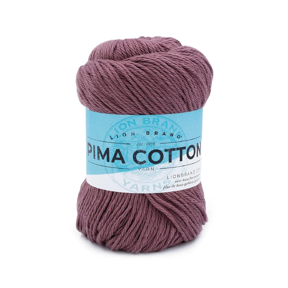 Lion Brand Yarn Pima Cotton Yarn - Soft 100% Cotton Knitting & Crochet Yarn, Rose Taupe (1 Skein) | Perfect for Baby Blankets, Scarves & DIY Crafts