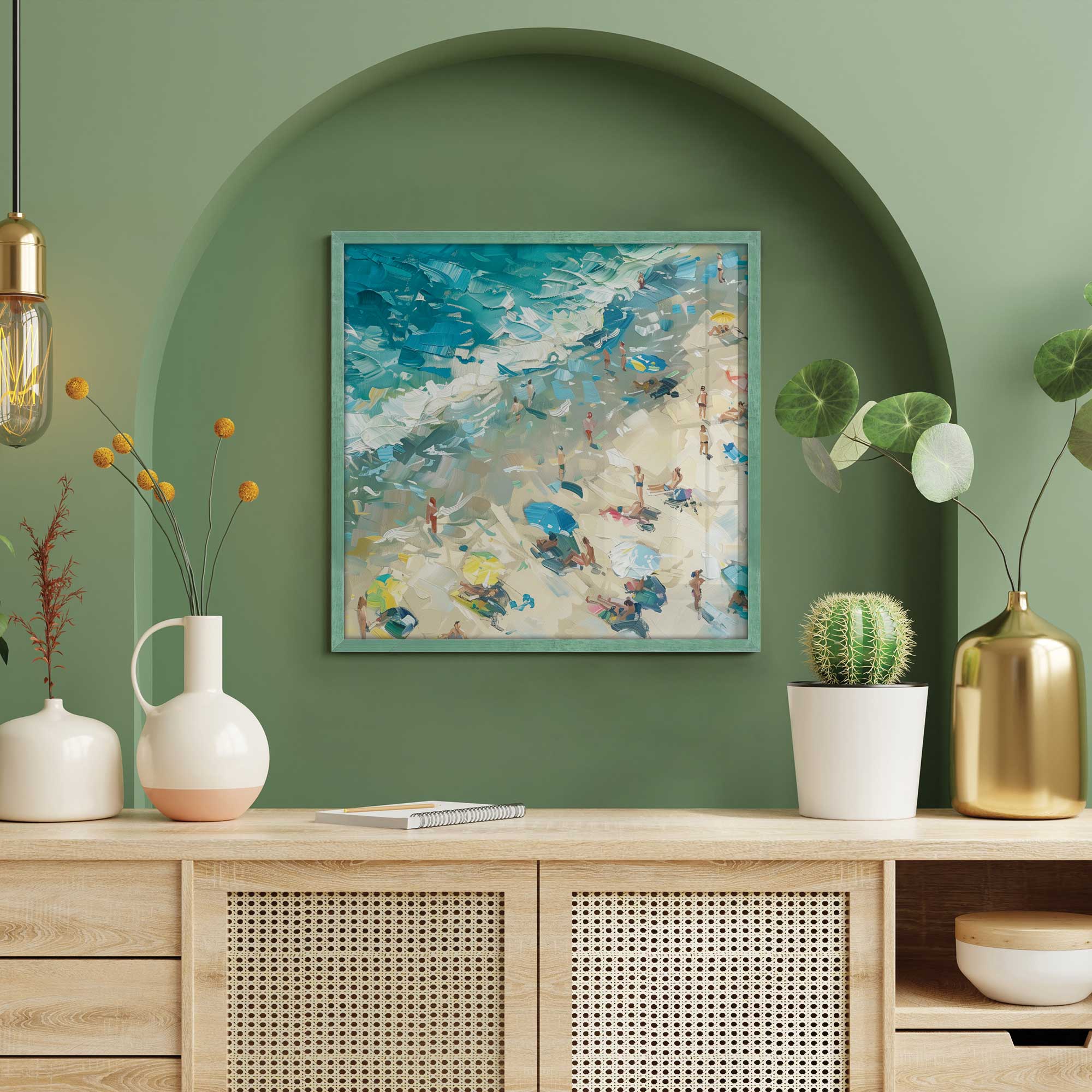 Coastal Harmony Square Print Wall Art - Beach Themed Decor for Living Room, Bedroom & Office - Perfect for Coastal, Nautical & Boho Home Decor Styles
