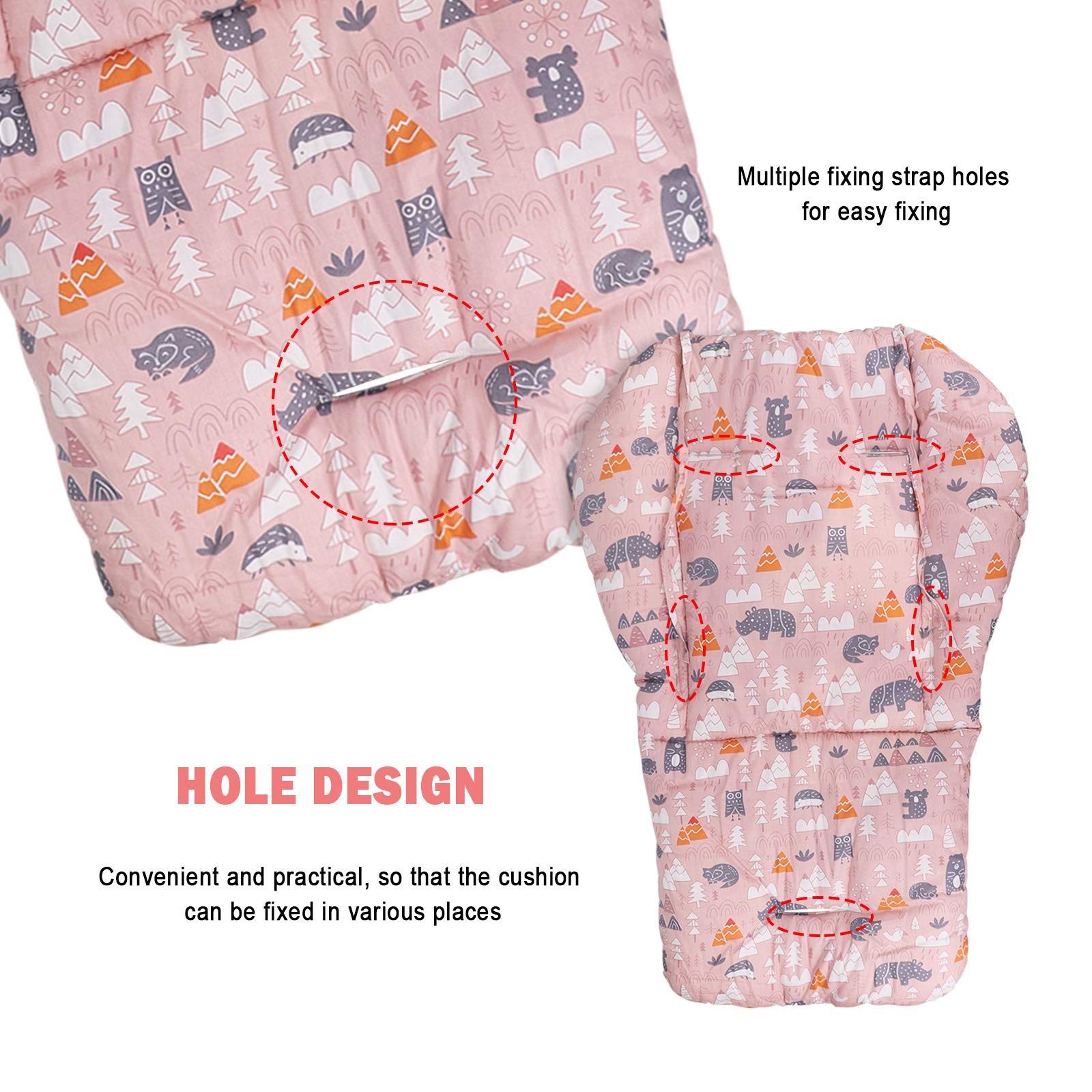 Longwuny High Chair Cushion Cover - Soft, Comfortable & Breathable Baby High Chair Pad - Pink Forest Animal Pattern for Safe & Cozy Feeding Time