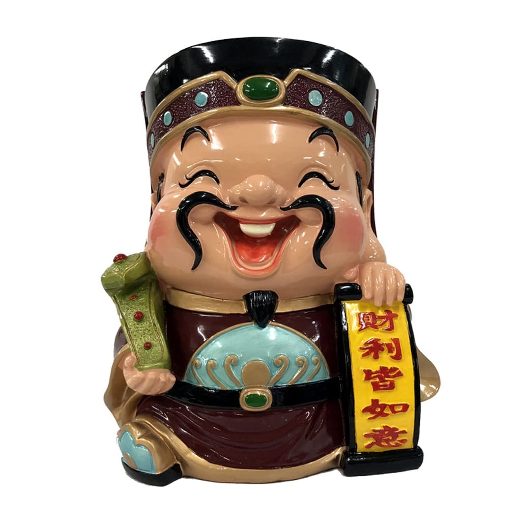 XIAOSAKU Exquisite Resin God of Wealth Piggy Bank - Chinese Lucky Money Saving Decoration for Home, Office & Gifts | Feng Shui Wealth Attractor for Housewarming, New Business & Prosperity