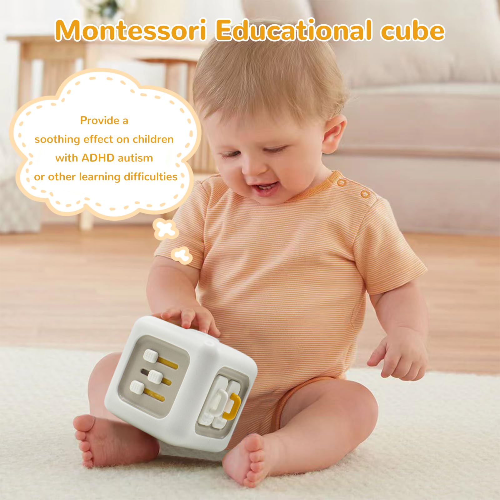 Montessori Busy Cube Sensory Toys for Toddlers 1-3 Years Old - Fine Motor Skills Learning Toys, First Birthday Gift for Boys & Girls 12+ Months - Perfect for Travel, Airplane & Car Rides, Home Play & Early Childhood Development