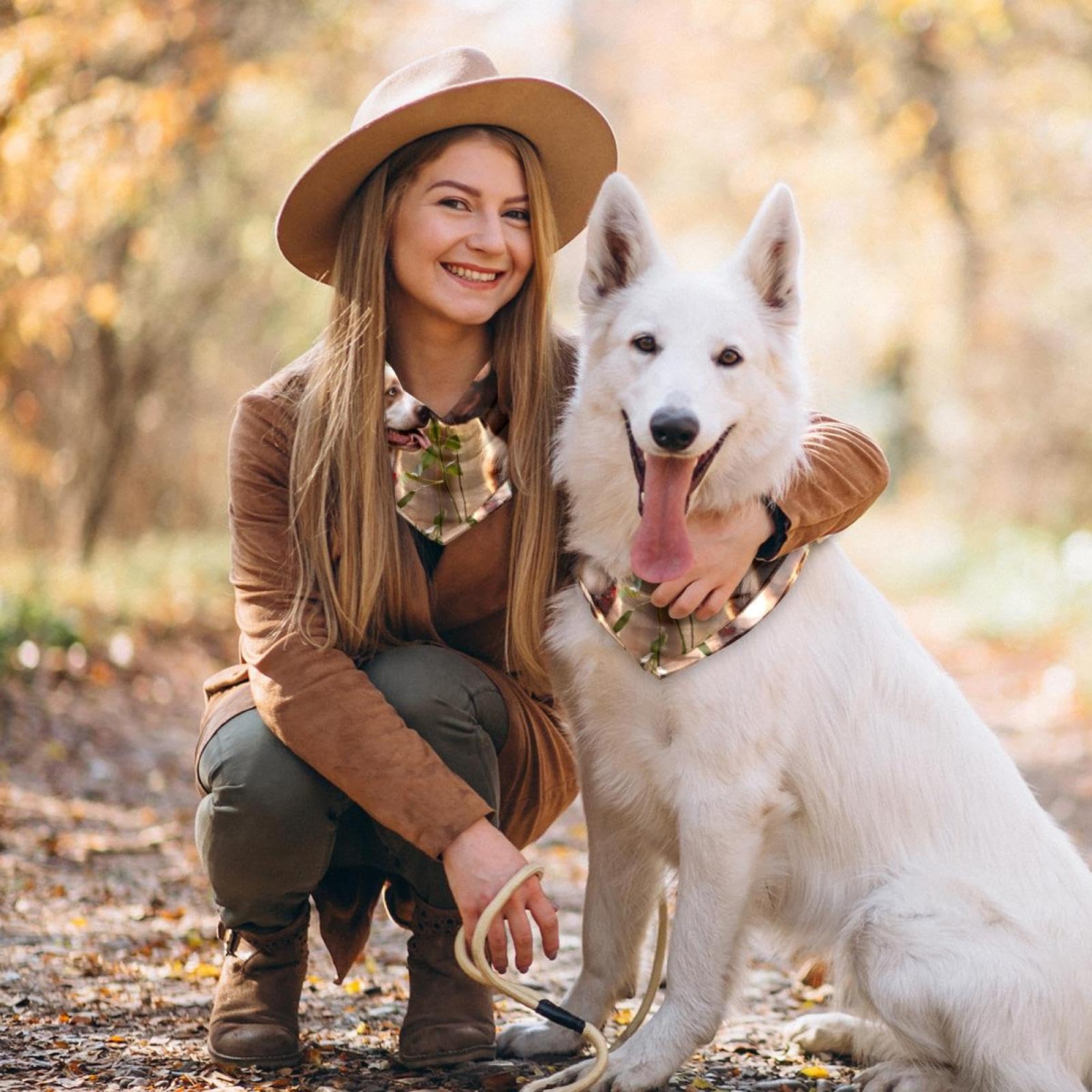 Stylish Dog Bandanas for Small, Medium & Large Pets - 2-Piece Floral Pet Scarf Set for Dogs & Cats | Perfect for Outdoor Adventures, Pet Photos & Special Occasions