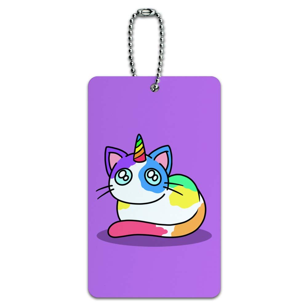 Rainbow Calico Unicorn Cat Luggage Tag - Cute Carry-On Suitcase ID Tag for Travel Accessories | Perfect for Kids Backpacks, Pet Carriers & Vacation Luggage Identification