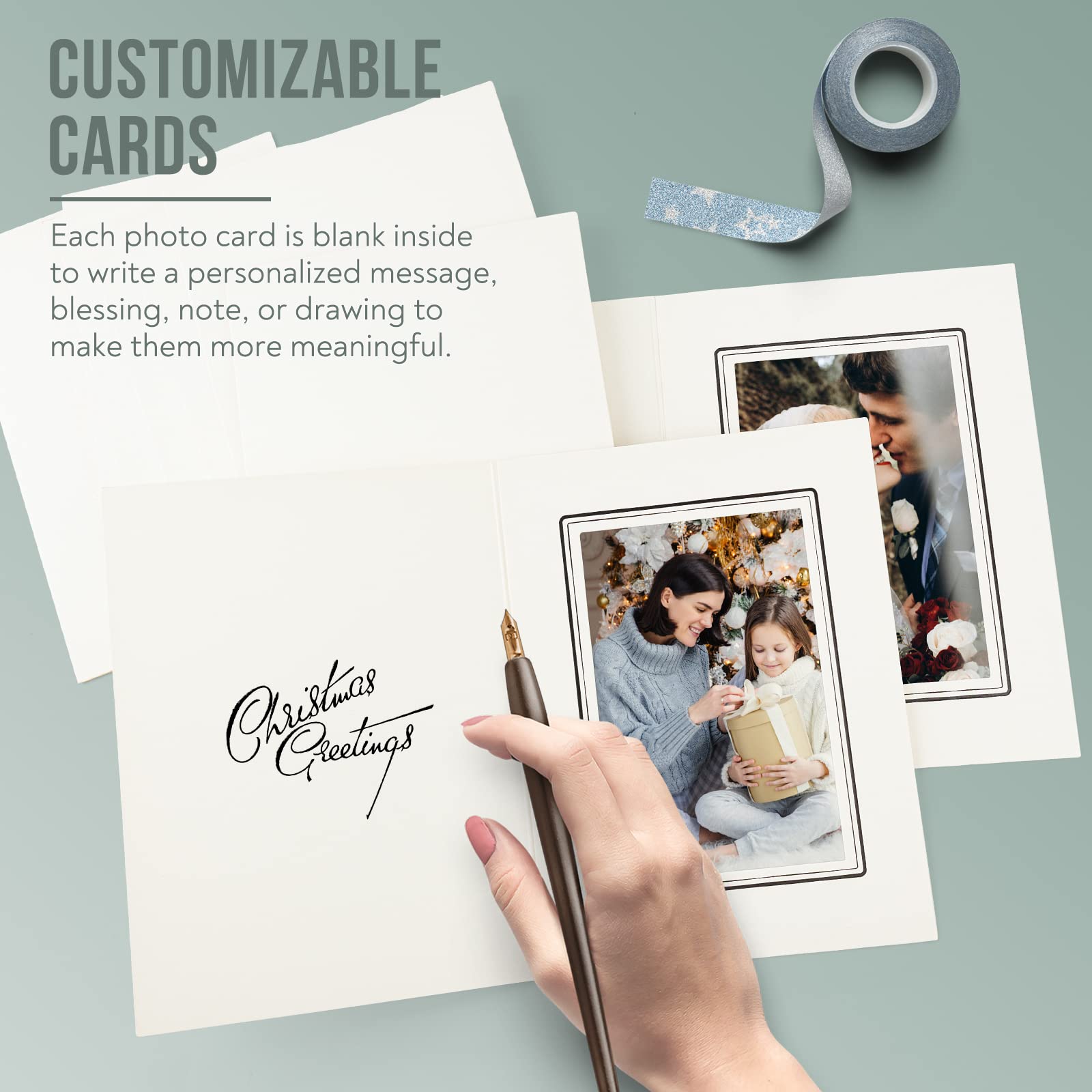 100 Pack 4x6 Photo Folders & Cardboard Picture Frames - Ivory with Black Lining for Portraits, Invitations | Perfect for Graduation, Wedding, Christmas & Special Events | Archival Quality Photo Storage Solution