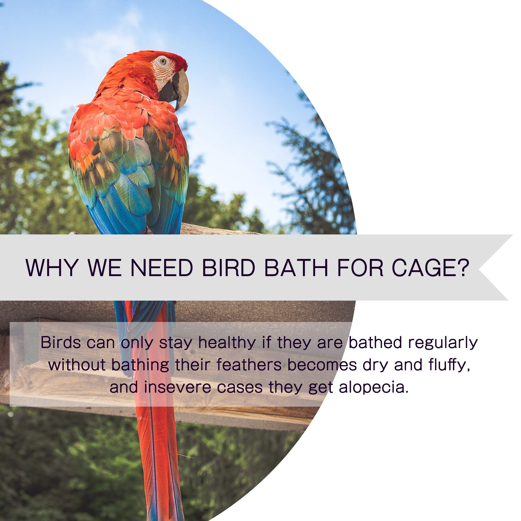 No-Leak Hanging Bird Bath Cage for Small Birds - Portable Shower Tub for Parrots, Lovebirds & Canaries with Secure Hooks | Perfect for Outdoor Aviaries, Pet Cages & Backyard Bird Watching