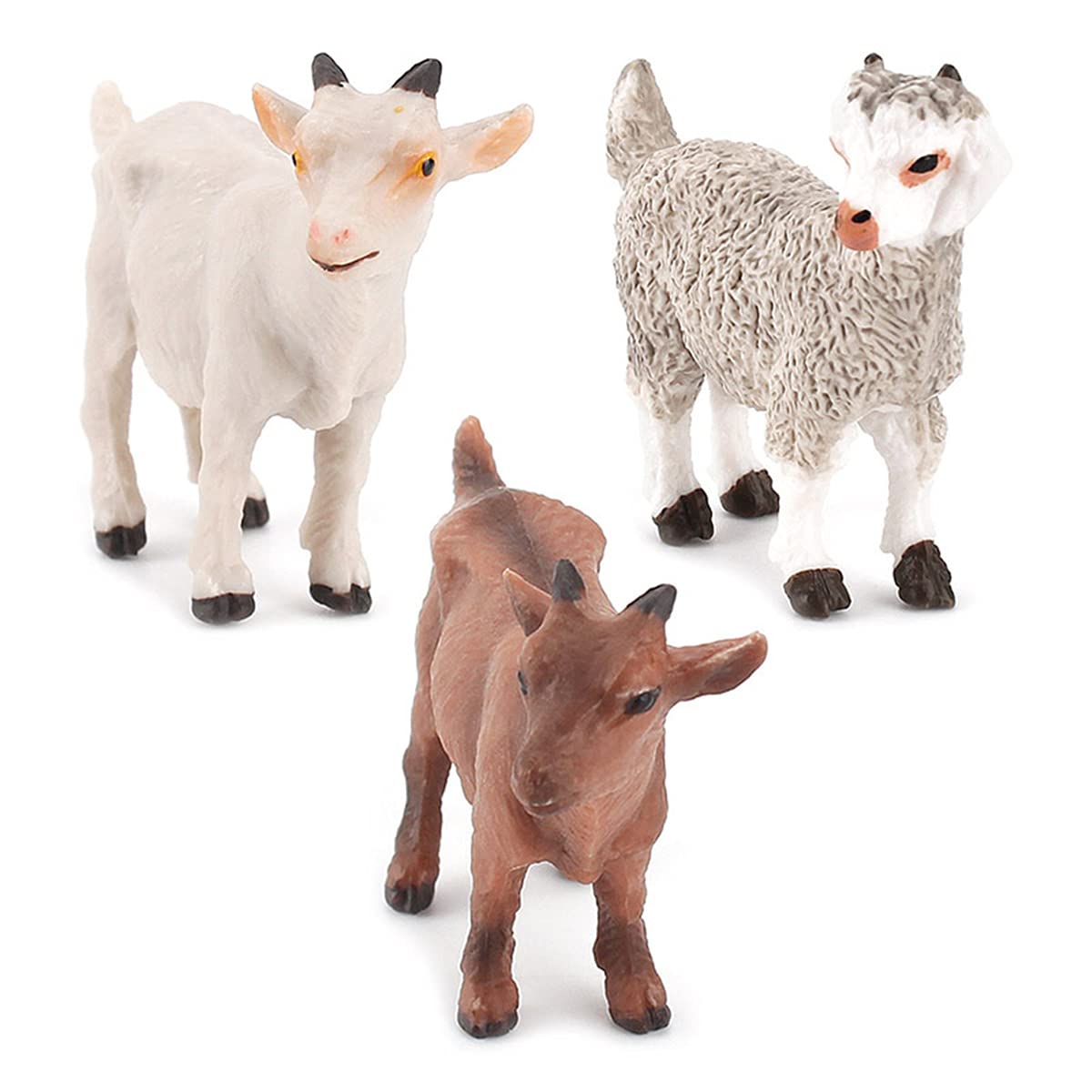 XIAOKEKE 3-Piece Farm Animal Toy Set - Realistic Goat & Sheep Figurines for Kids, Educational Playset, Table Decor & Collectible Models | Perfect Gift for Boys & Girls | Fun Farm-Themed Playtime & Learning Activities