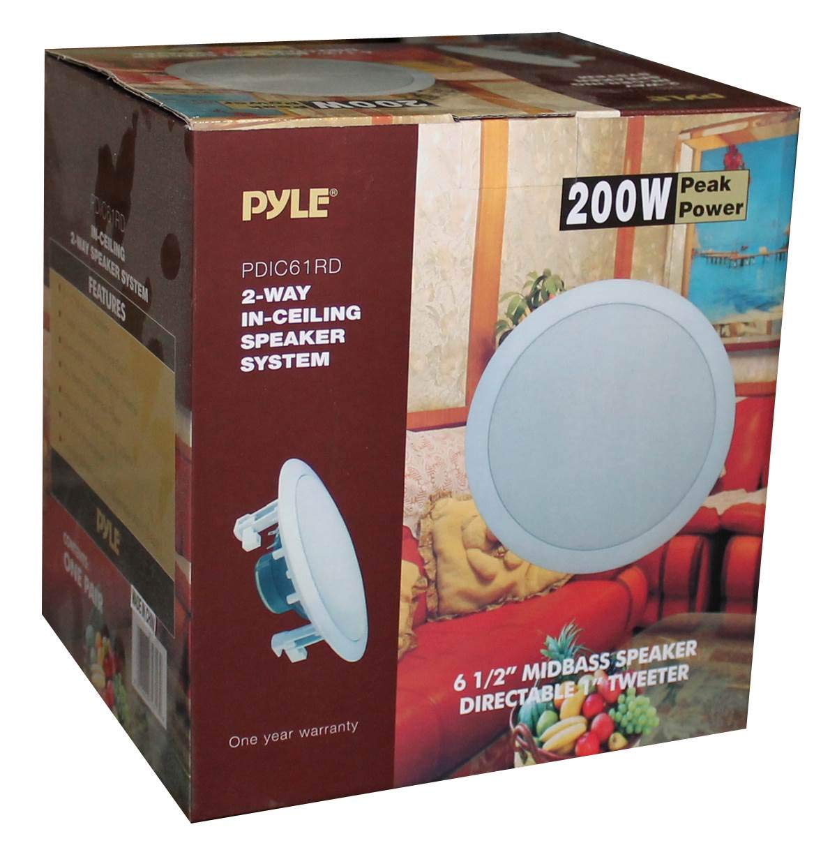 Pyle PRO PDIC61RD 6.5 Inch 200W 2-Way In-Ceiling/Wall Mount Speaker System (12 Pack) - Perfect for Home Theater, Background Music & Commercial Audio Installations