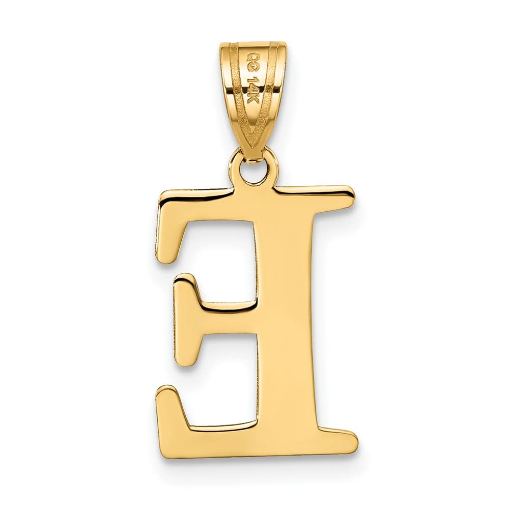 14K Yellow Gold Polished Etched Letter E Initial Pendant Necklace - Elegant Personalized Jewelry Gift for Women, Perfect for Birthdays, Anniversaries & Special Occasions